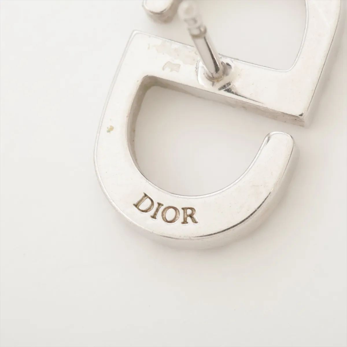 Petit CD earrings (for both ears), metal and rhinestone, silver. Shows signs of wear, tarnishing, — view 5