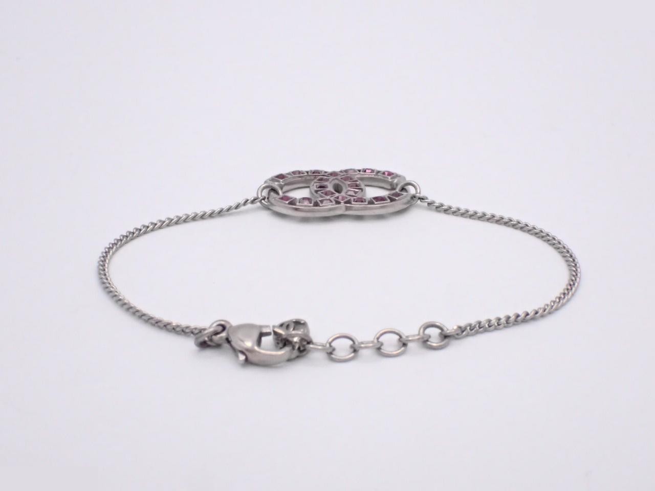 bracelet, Coco Mark, purple stone, 08P, silver chain — view 2