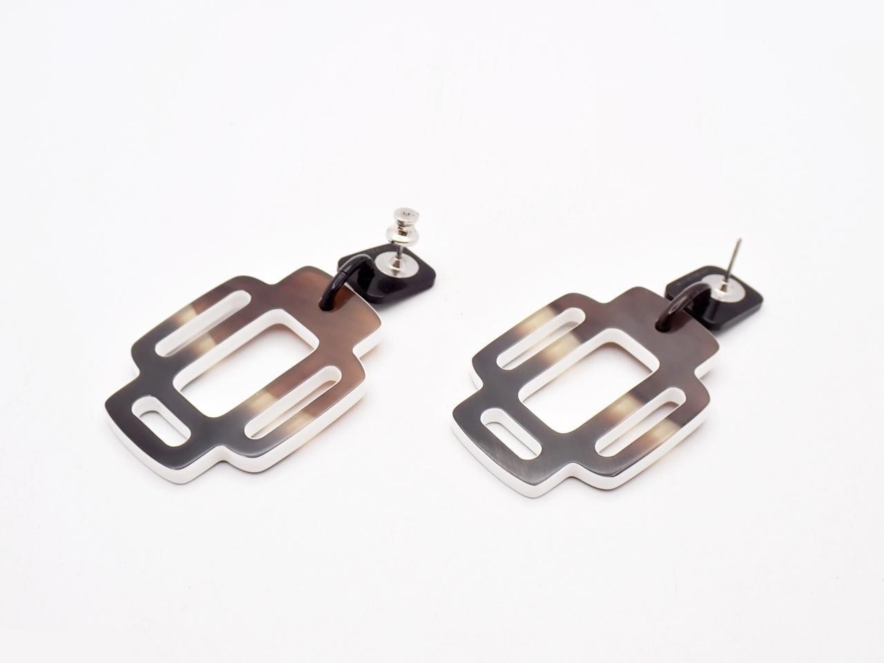 Buffalo horn earrings — view 2