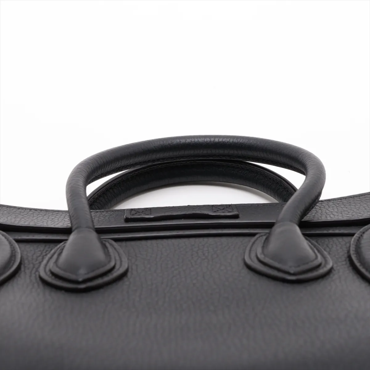 Luggage Nano Shopper Leather 2-Way Handbag, Black — view 6