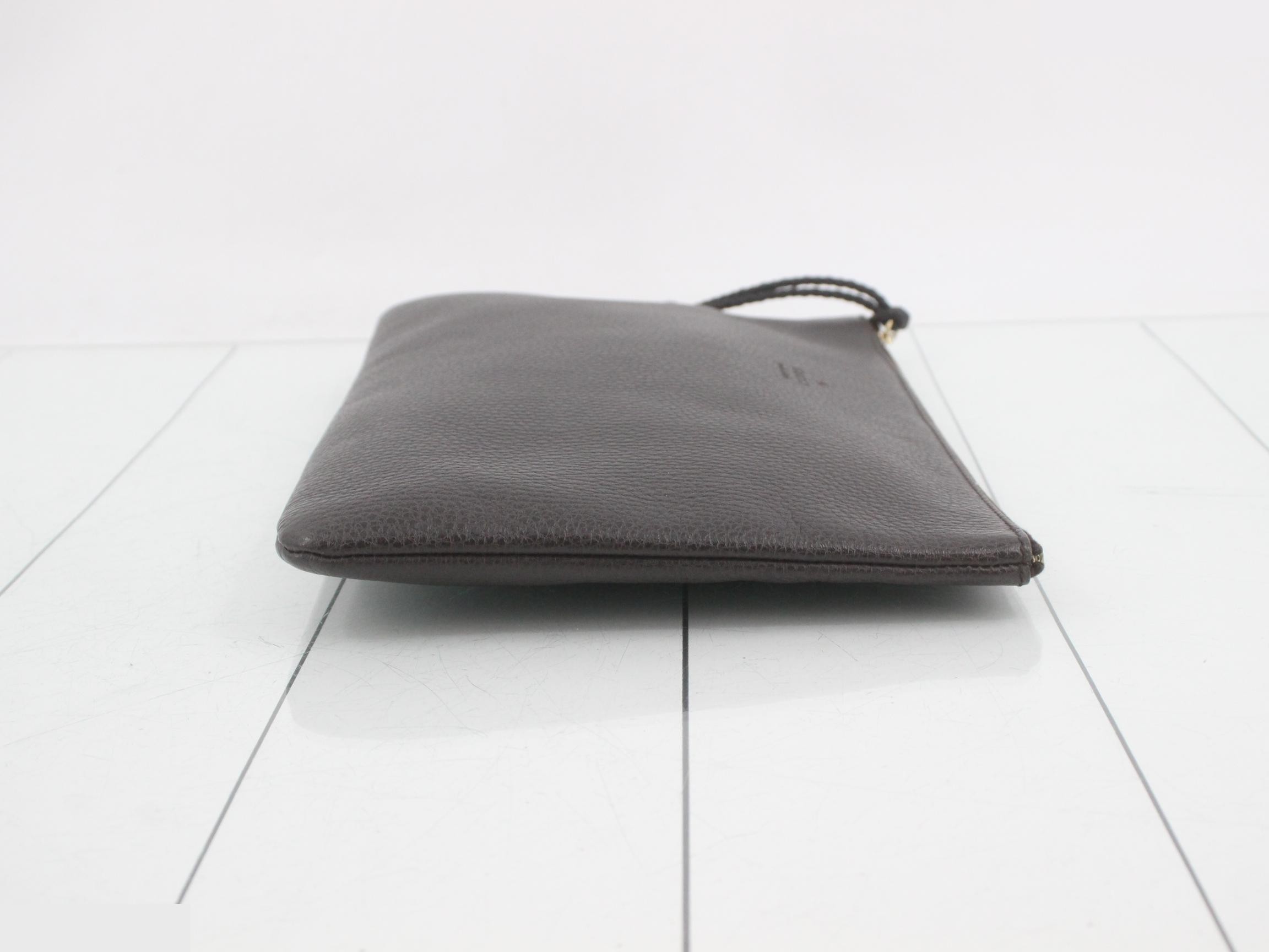 Bamboo and leather tassel clutch bag, dark brown. — view 3