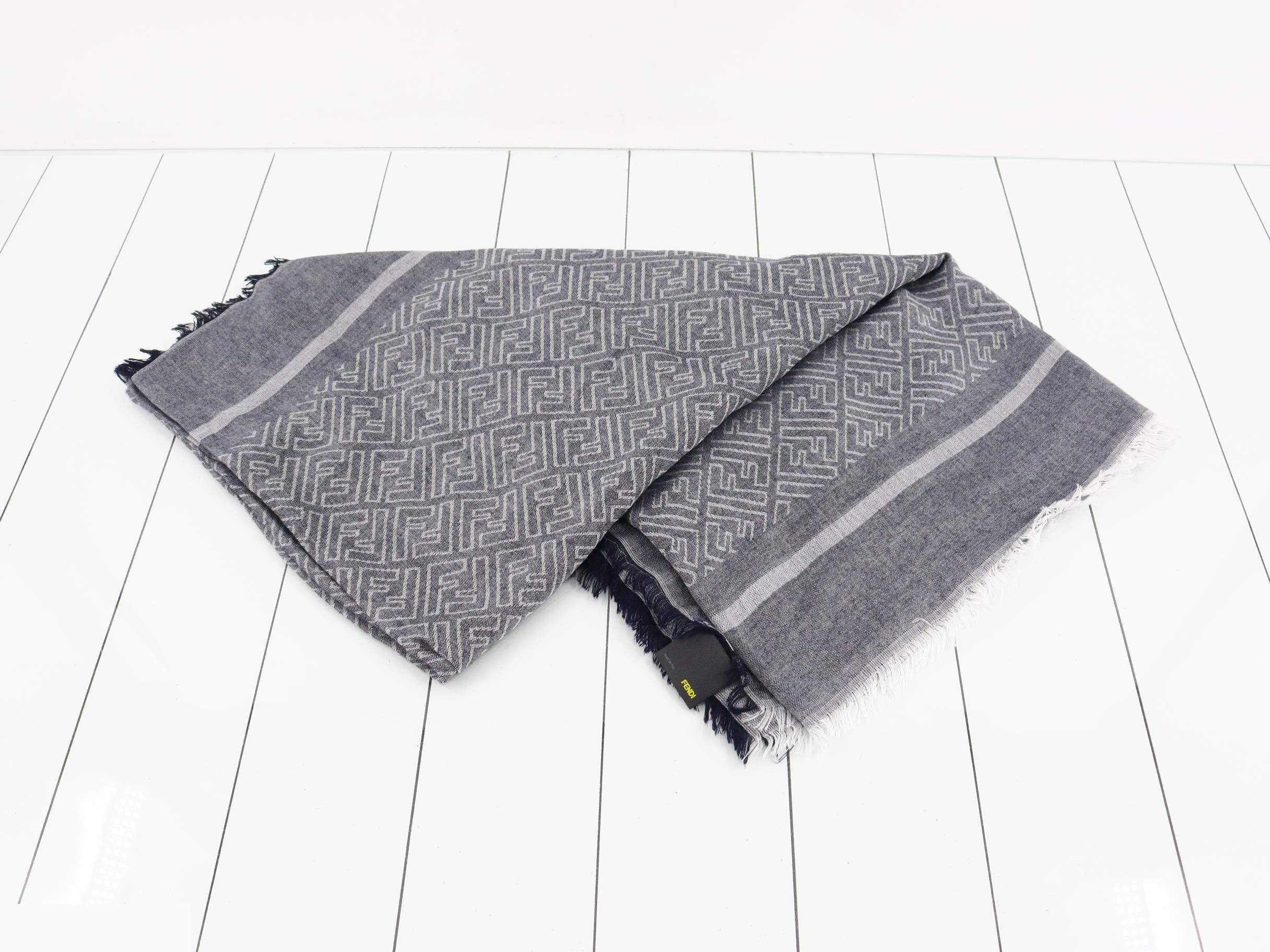 Zucca FF Jacquard Scarf, Gray — view 2