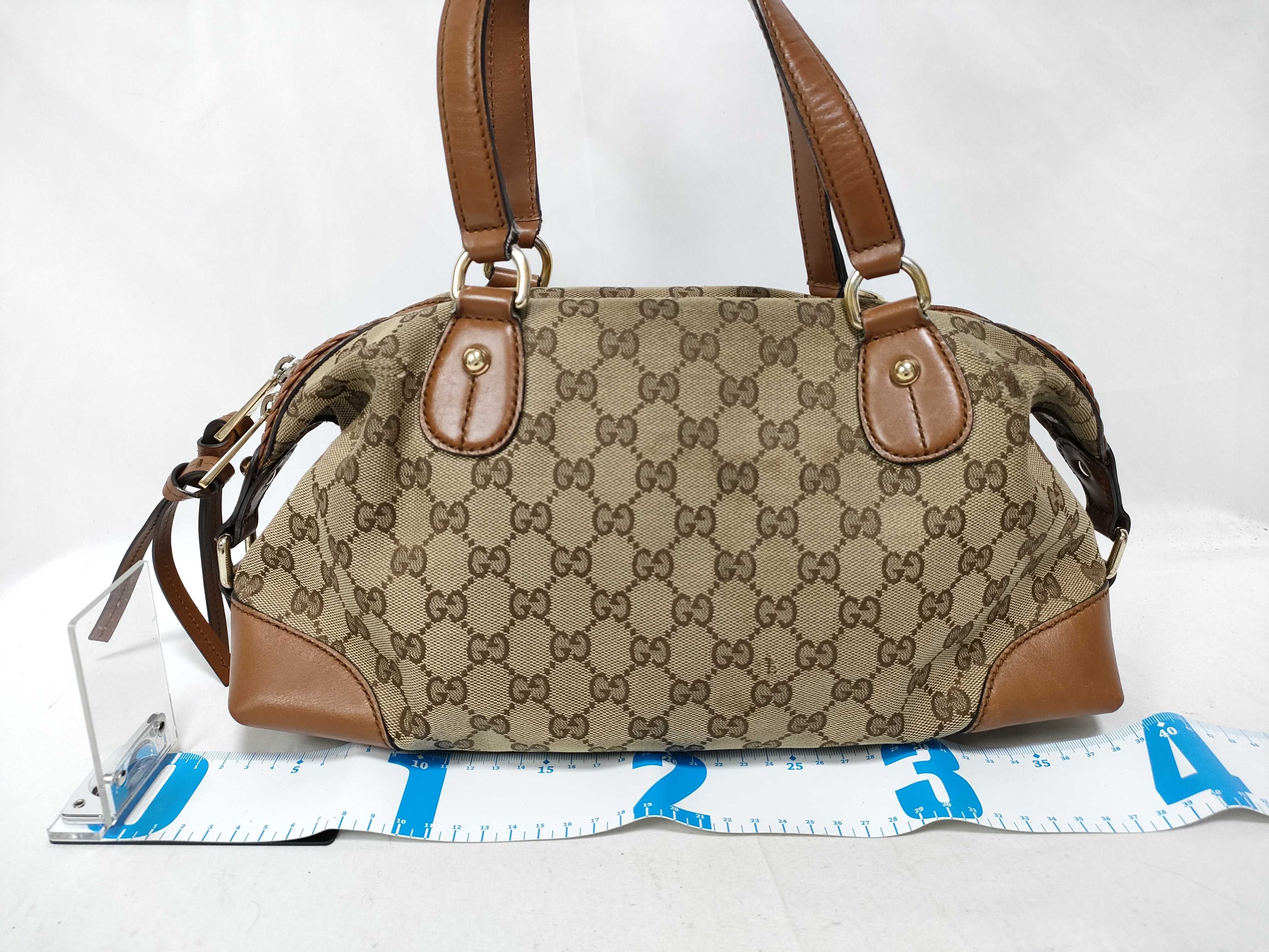 Orange GG Canvas Vintage Boston Handbag with Long Shoulder Strap — view 2
