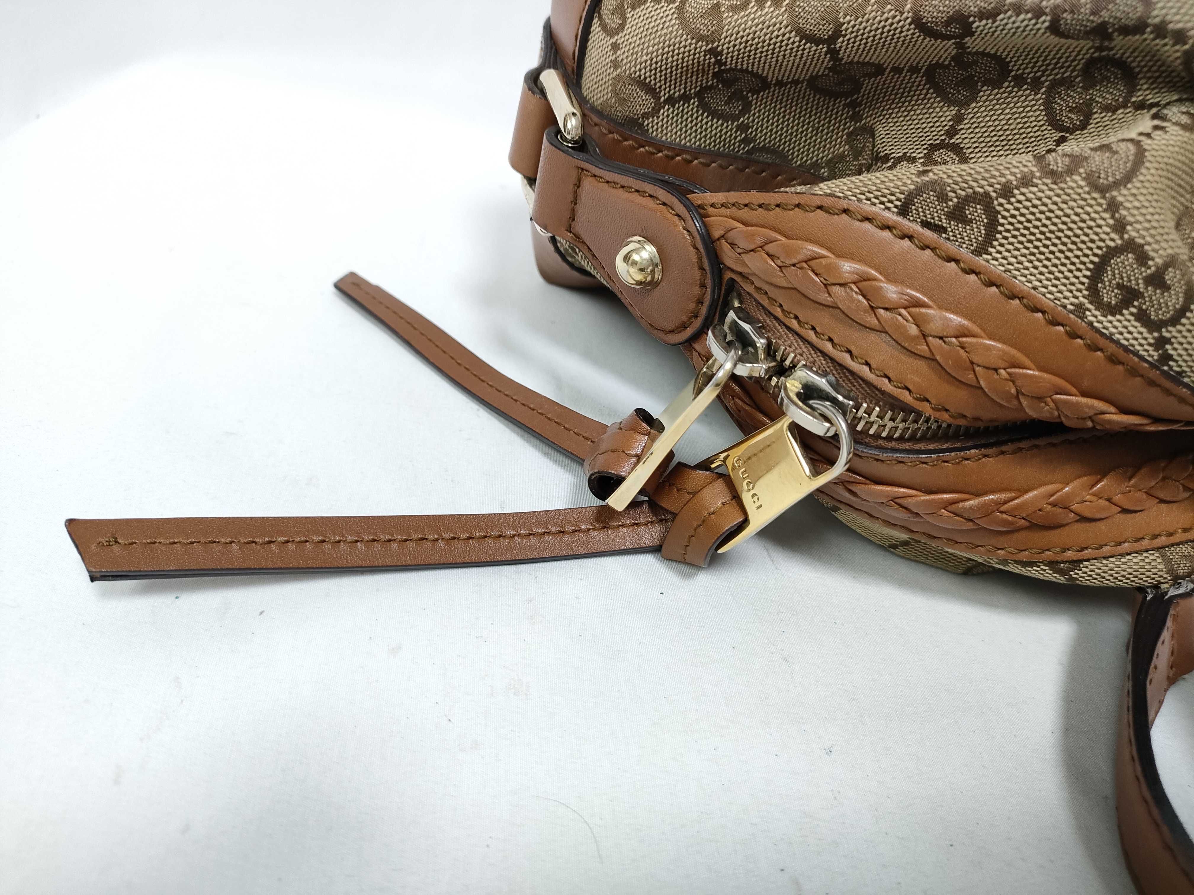 Orange GG Canvas Vintage Boston Handbag with Long Shoulder Strap — view 12
