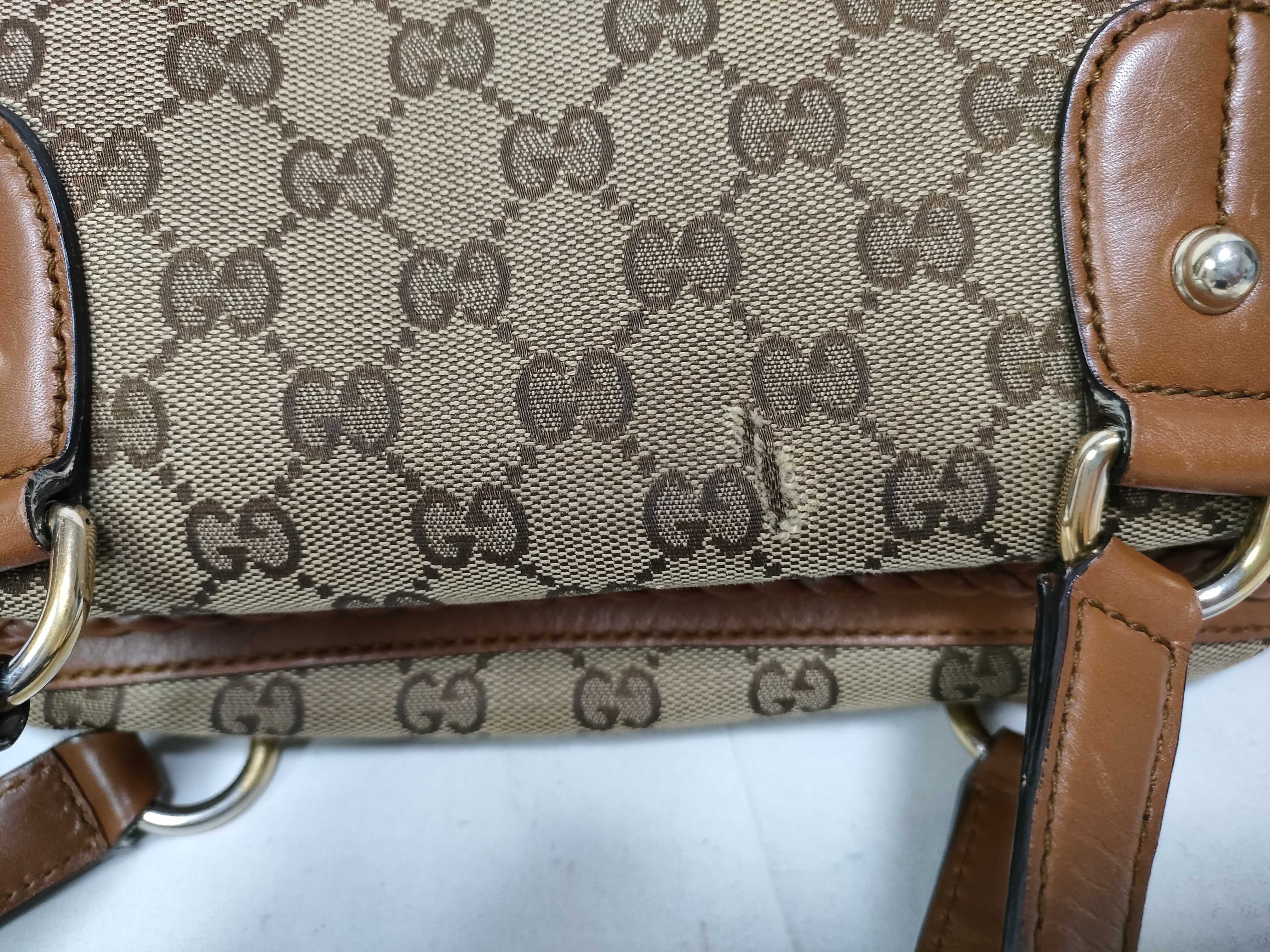 Orange GG Canvas Vintage Boston Handbag with Long Shoulder Strap — view 13