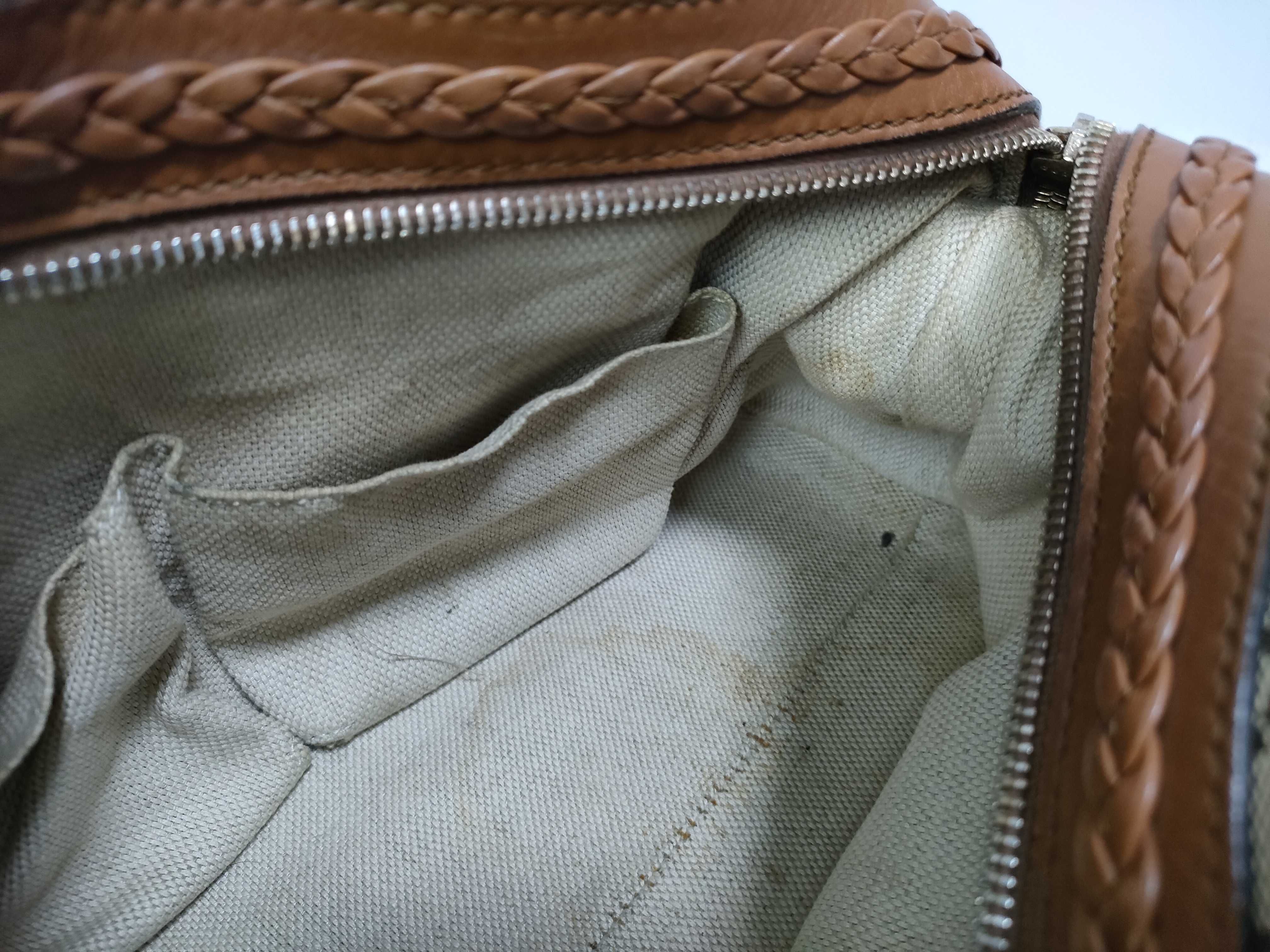 Orange GG Canvas Vintage Boston Handbag with Long Shoulder Strap — view 15
