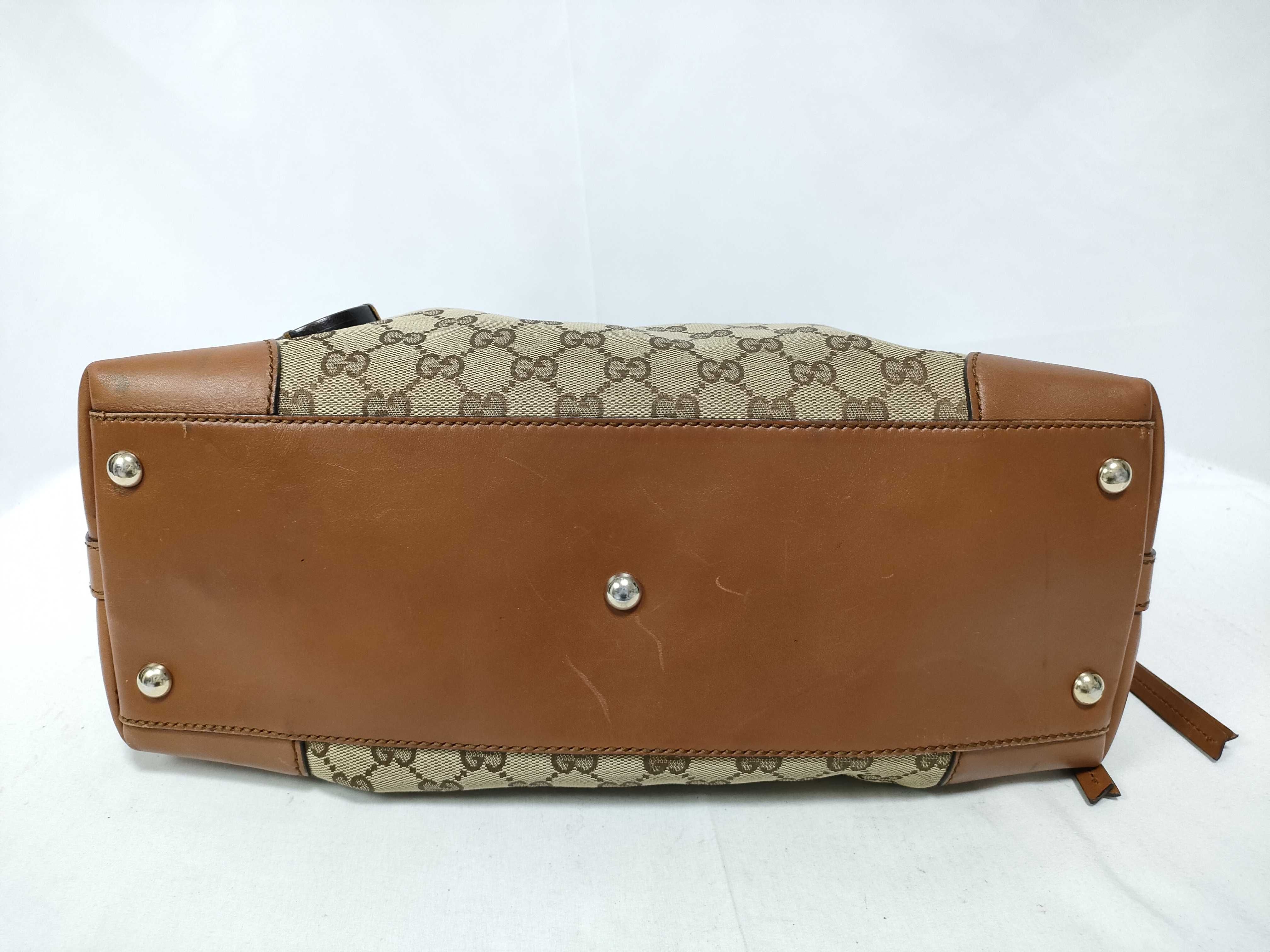 Orange GG Canvas Vintage Boston Handbag with Long Shoulder Strap — view 3