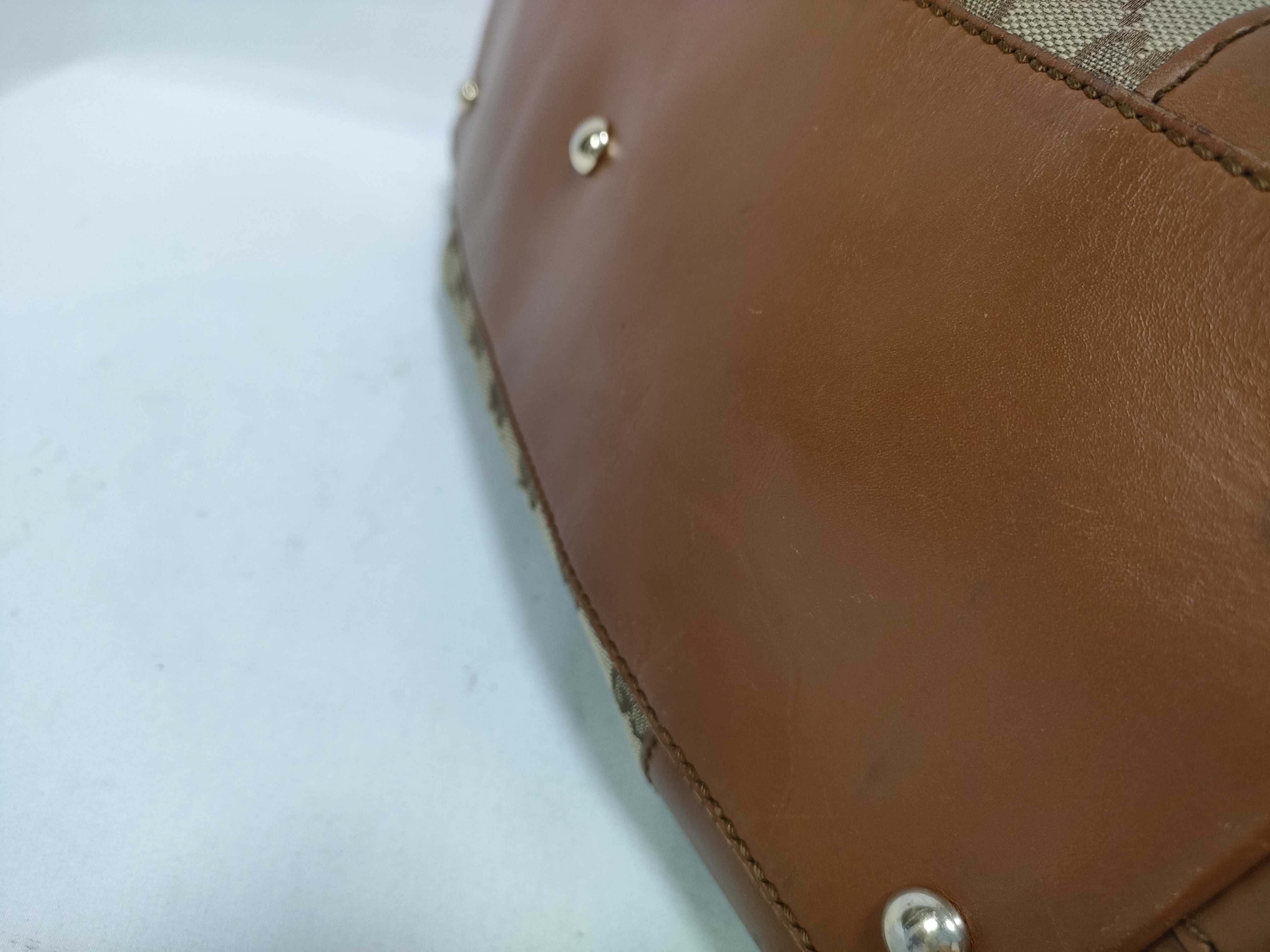 Orange GG Canvas Vintage Boston Handbag with Long Shoulder Strap — view 4