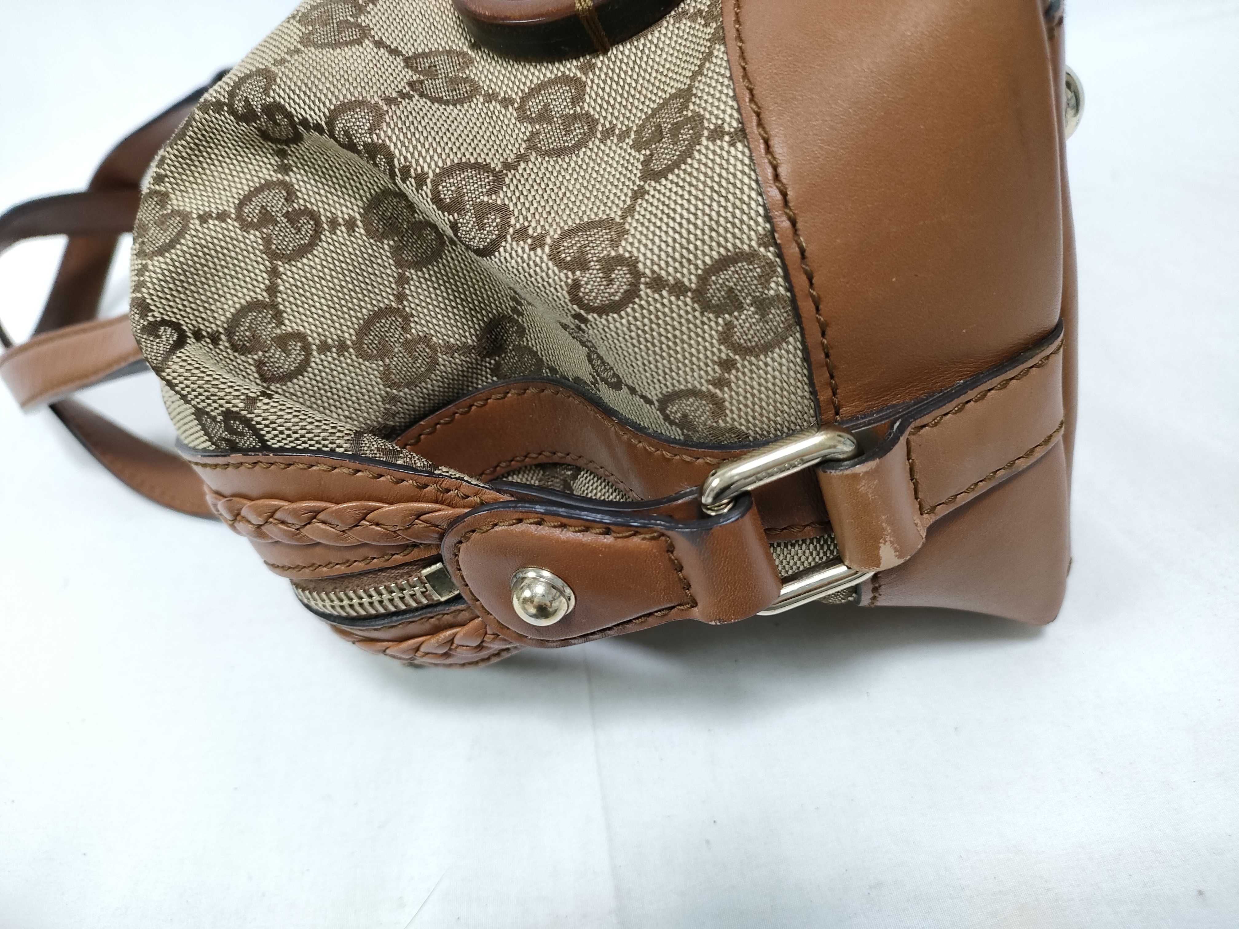 Orange GG Canvas Vintage Boston Handbag with Long Shoulder Strap — view 8