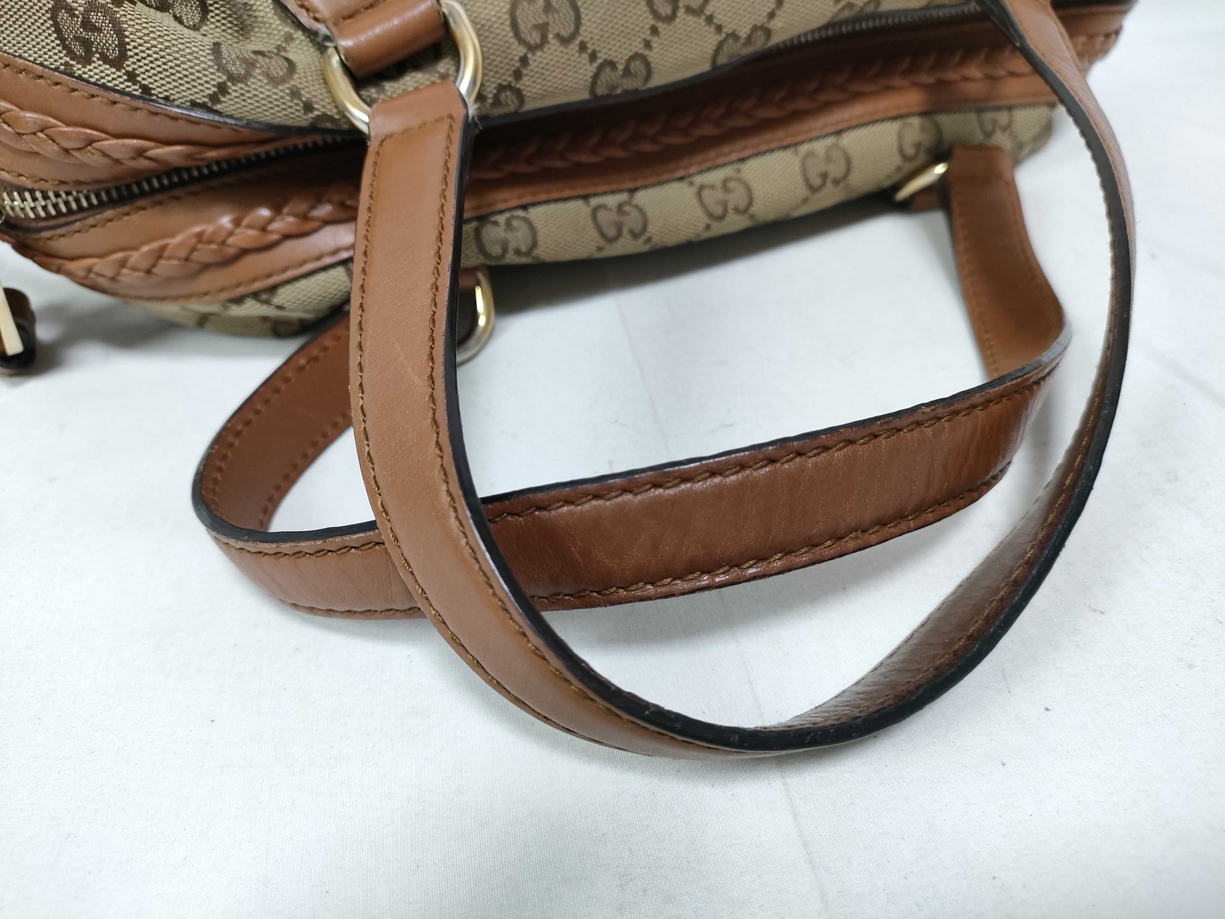 Orange GG Canvas Vintage Boston Handbag with Long Shoulder Strap — view 9