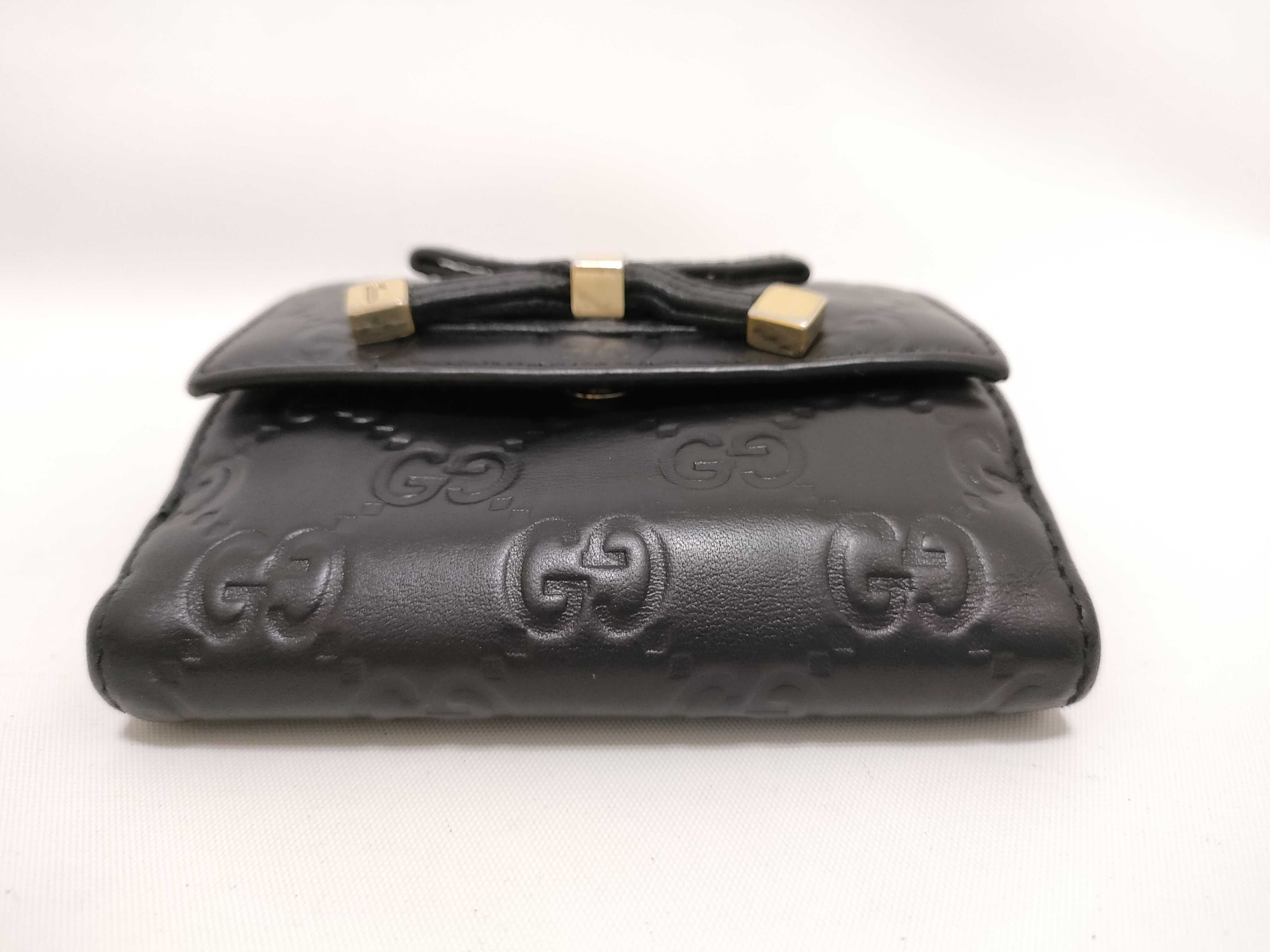 Guccissima Ribbon Leather Compact Wallet Black Serial Number Wallet — view 3