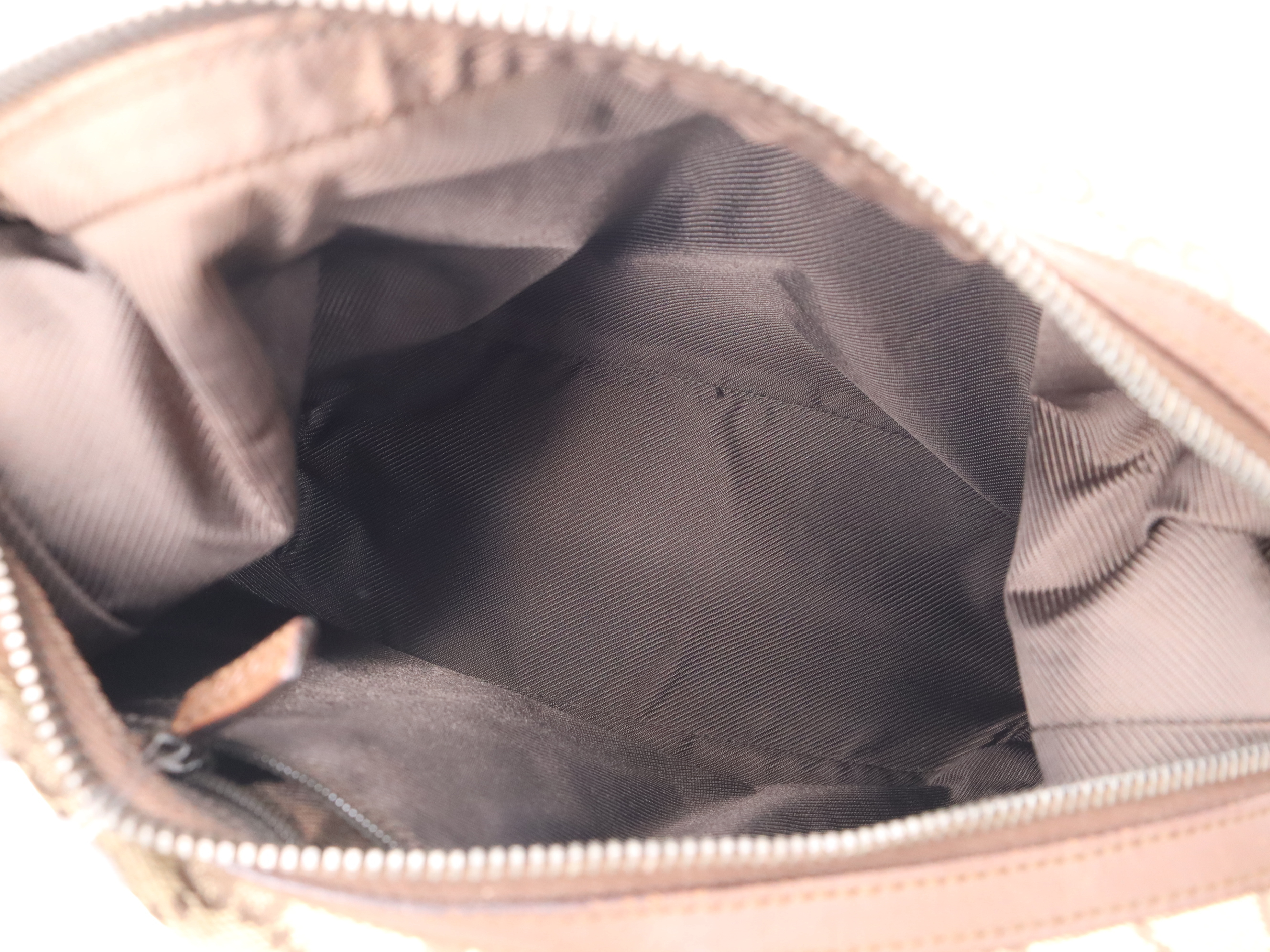 001 3314GG Canvas Beige Brown Silver Hardware Shoulder Bag — view 10