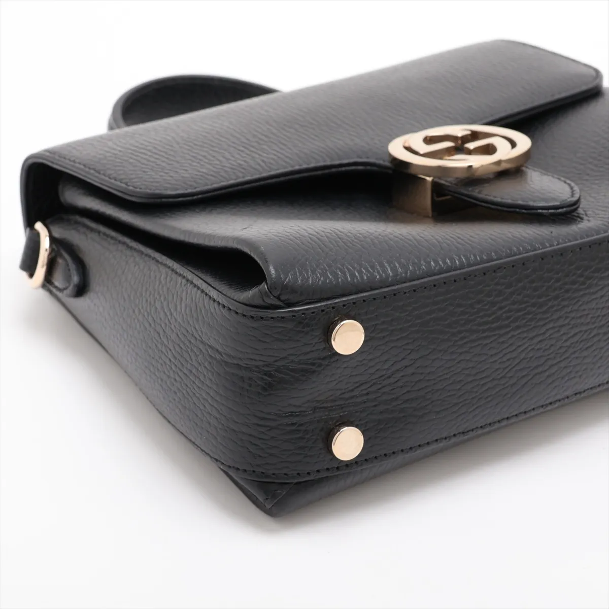 Interlocking G Leather 2-Way Handbag, Black, 510302 (Outlet) — view 4