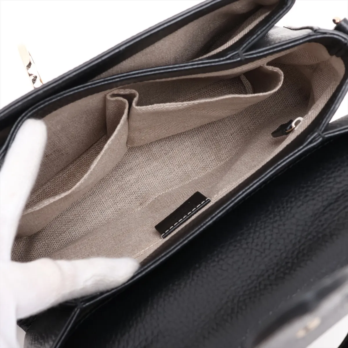 Interlocking G Leather 2-Way Handbag, Black, 510302 (Outlet) — view 8
