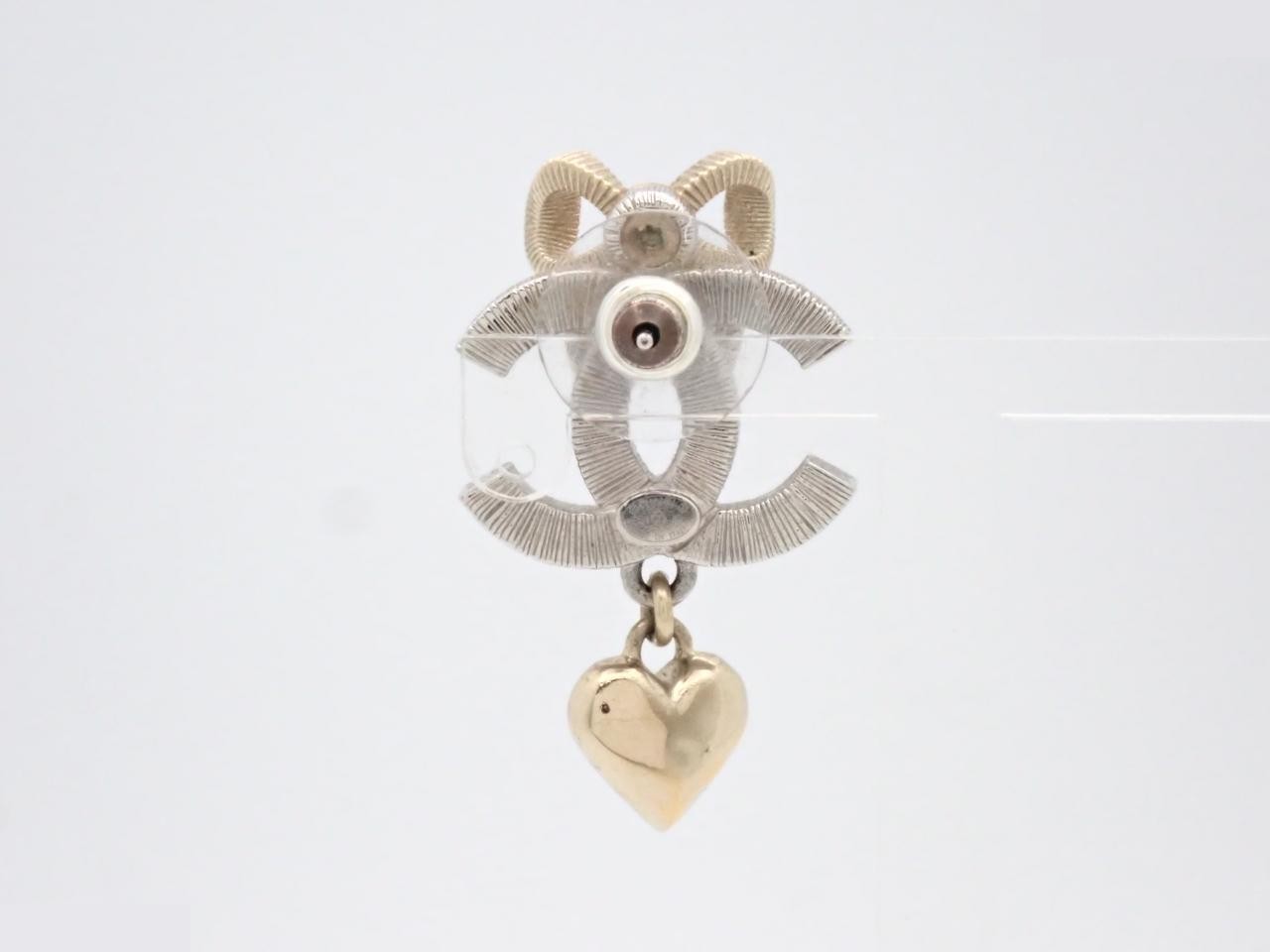 Coco Mark Ribbon Rhinestone Swing Single Earring B24K — view 2