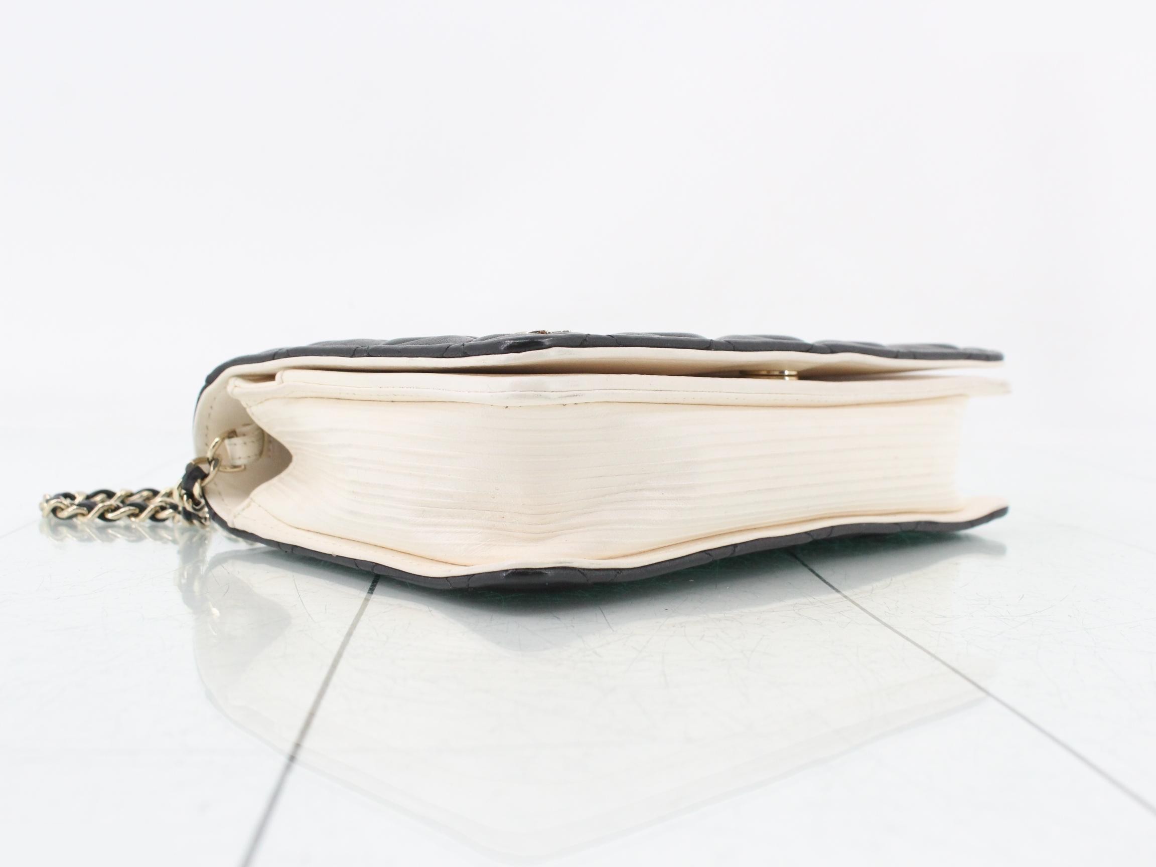 Matelassé Lambskin Book Chain Wallet Shoulder Bag, Black — view 6