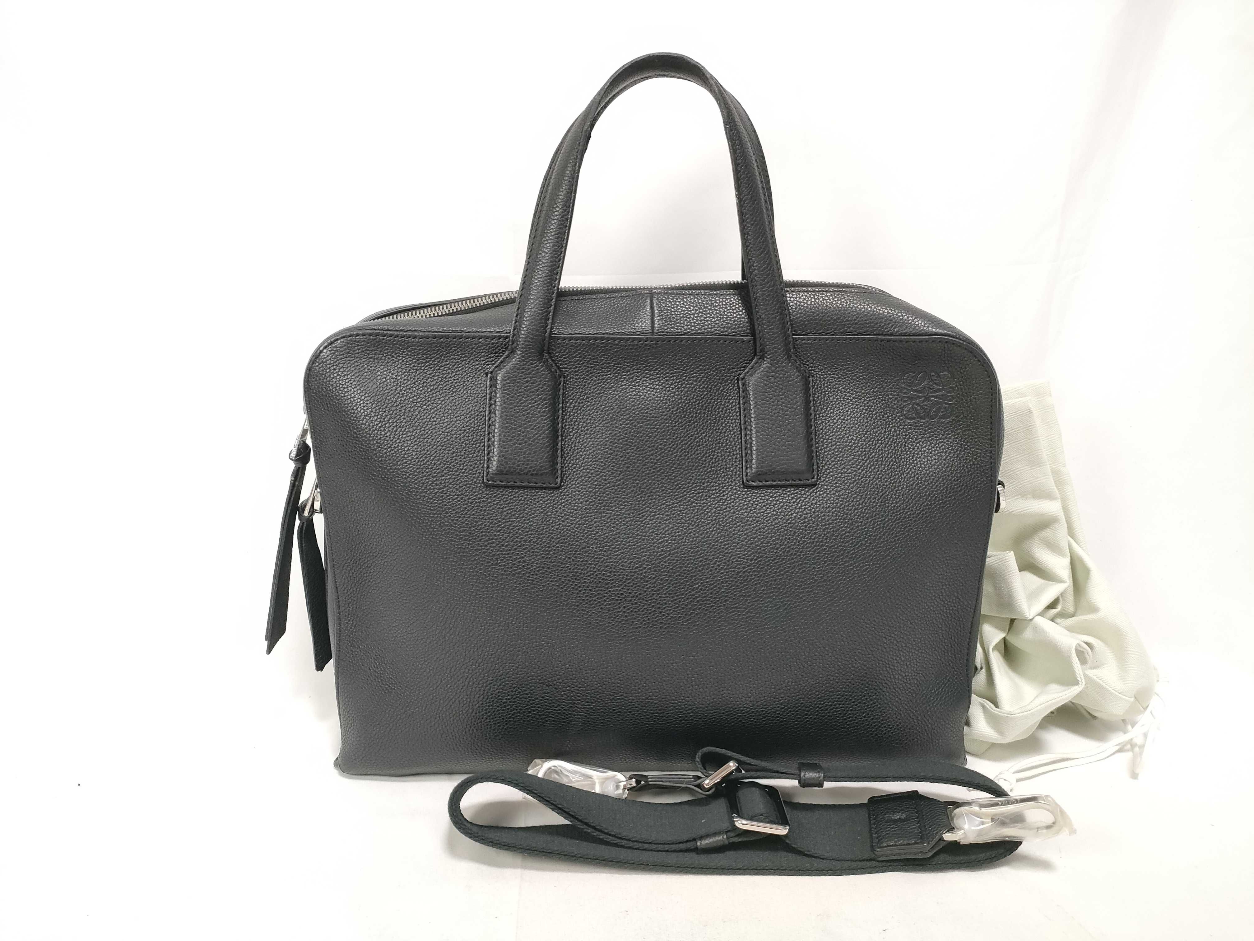 Goya Slim Leather 2-Way Business Bag, Black