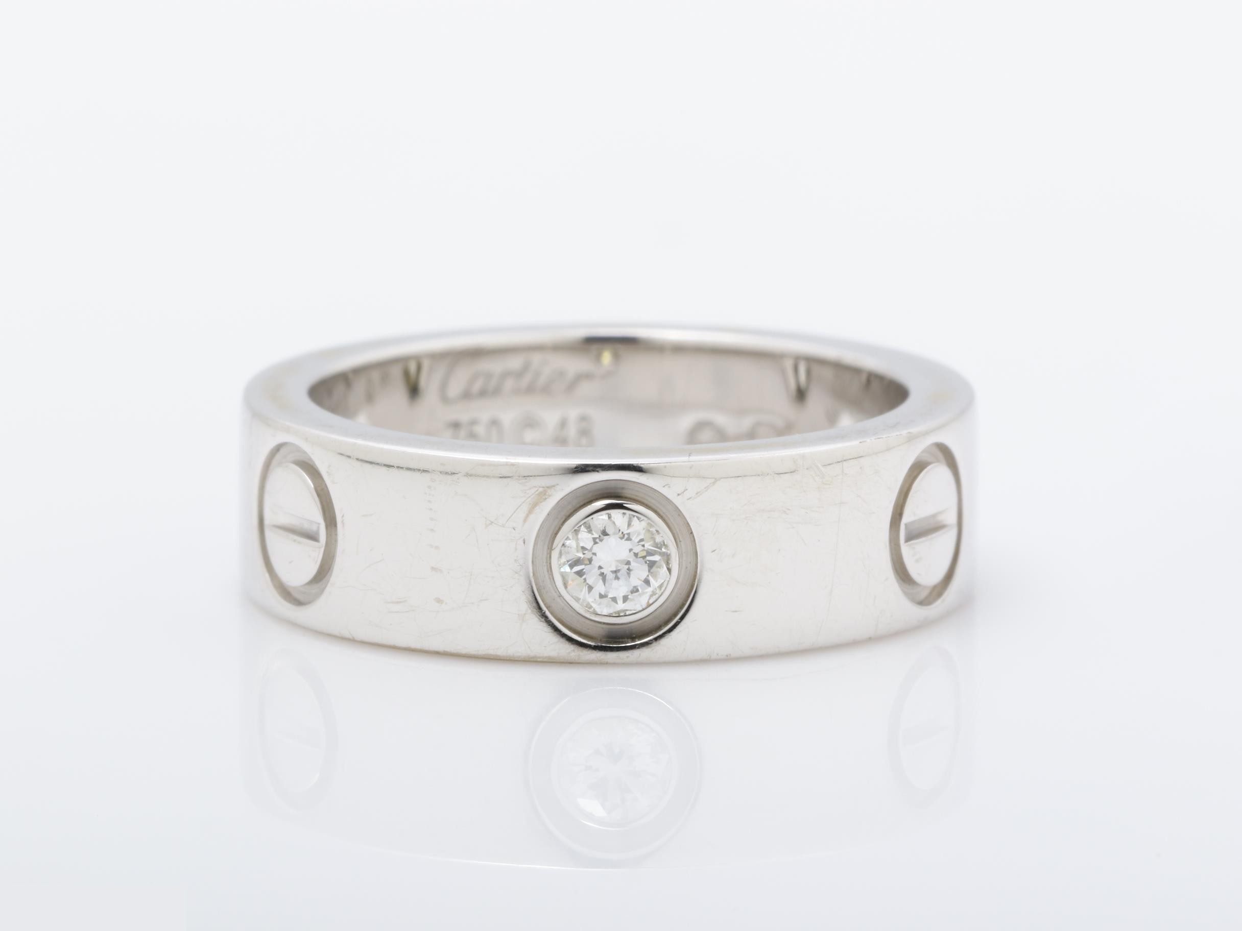 LOVE Diamond Ring, Au750WG, 7.8g, Size #48 / Width approx. 5.2mm
