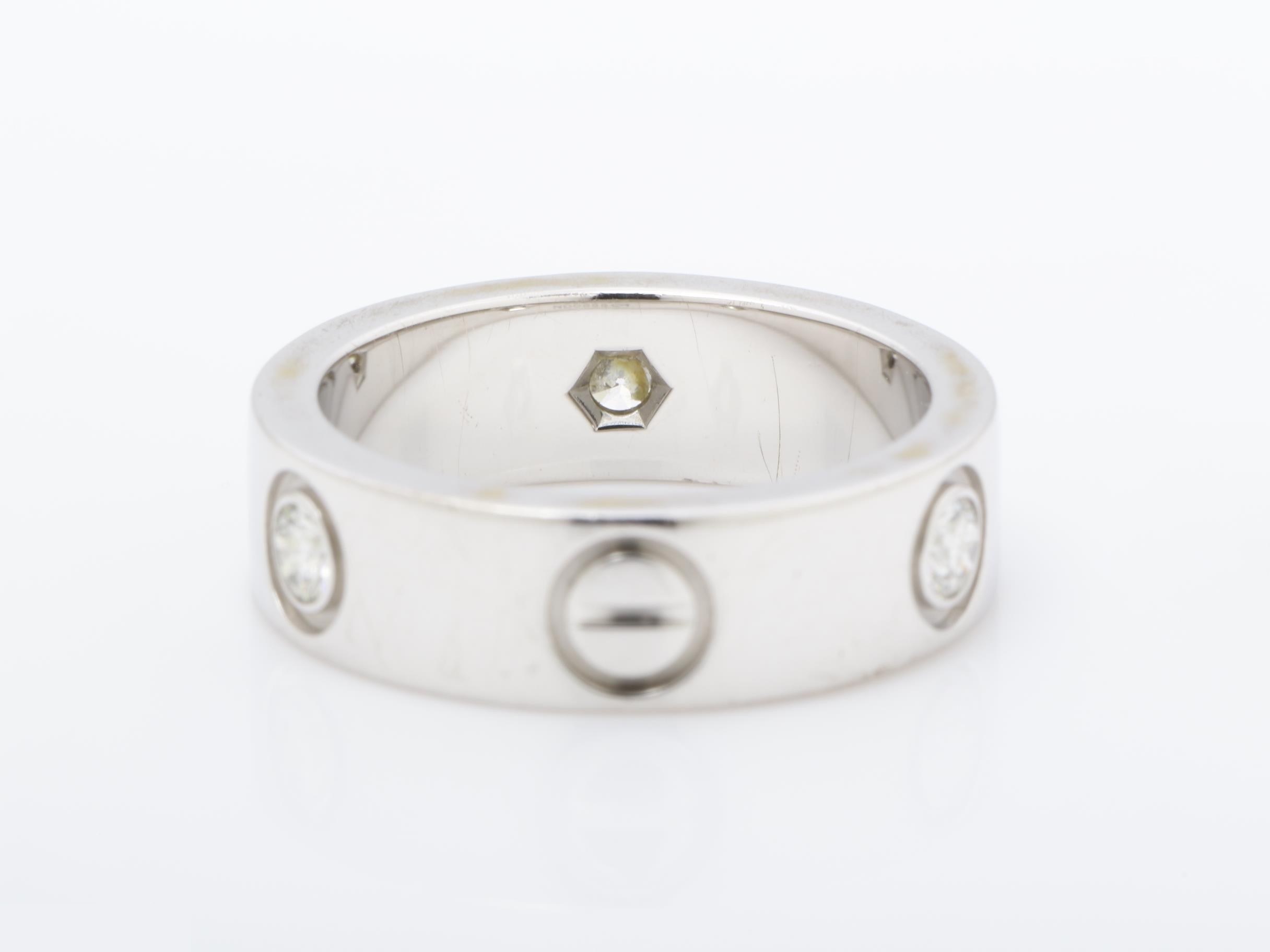 LOVE Diamond Ring, Au750WG, 7.8g, Size #48 / Width approx. 5.2mm — view 4