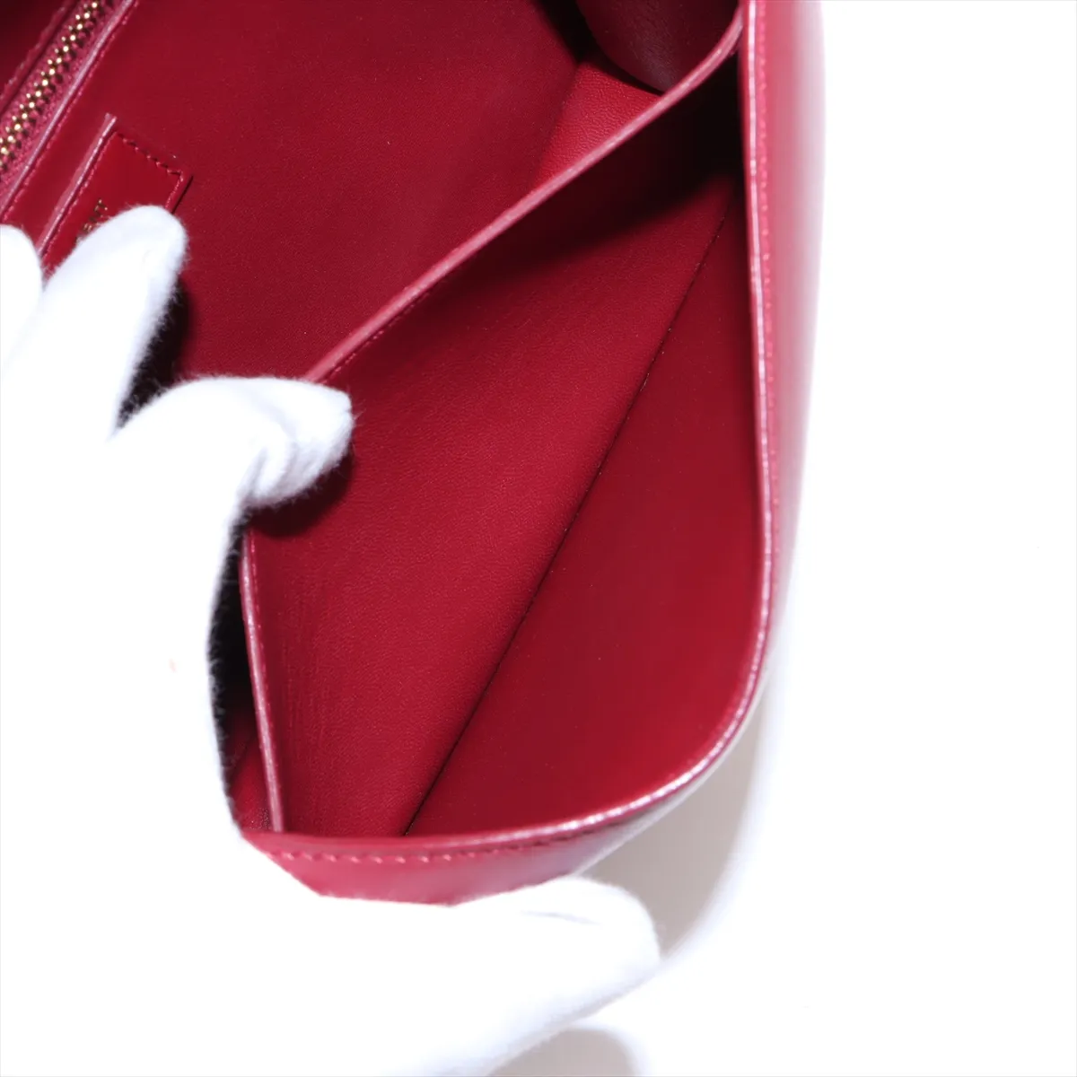 Carre Leather Shoulder Bag Red 633214 — view 8