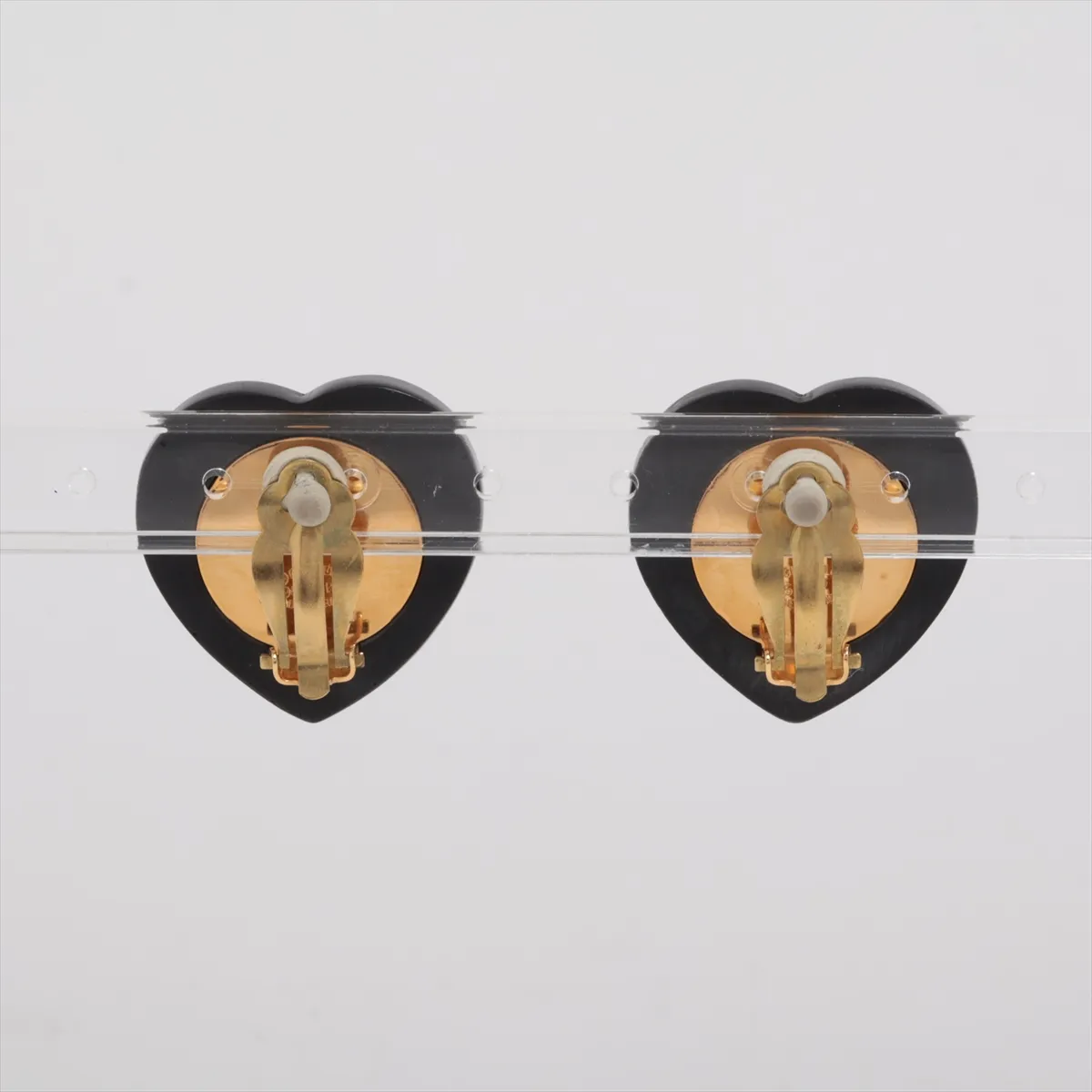 Coco Mark Heart 95P Earrings (Pair) GP x Resin x Rhinestone Red. — view 2