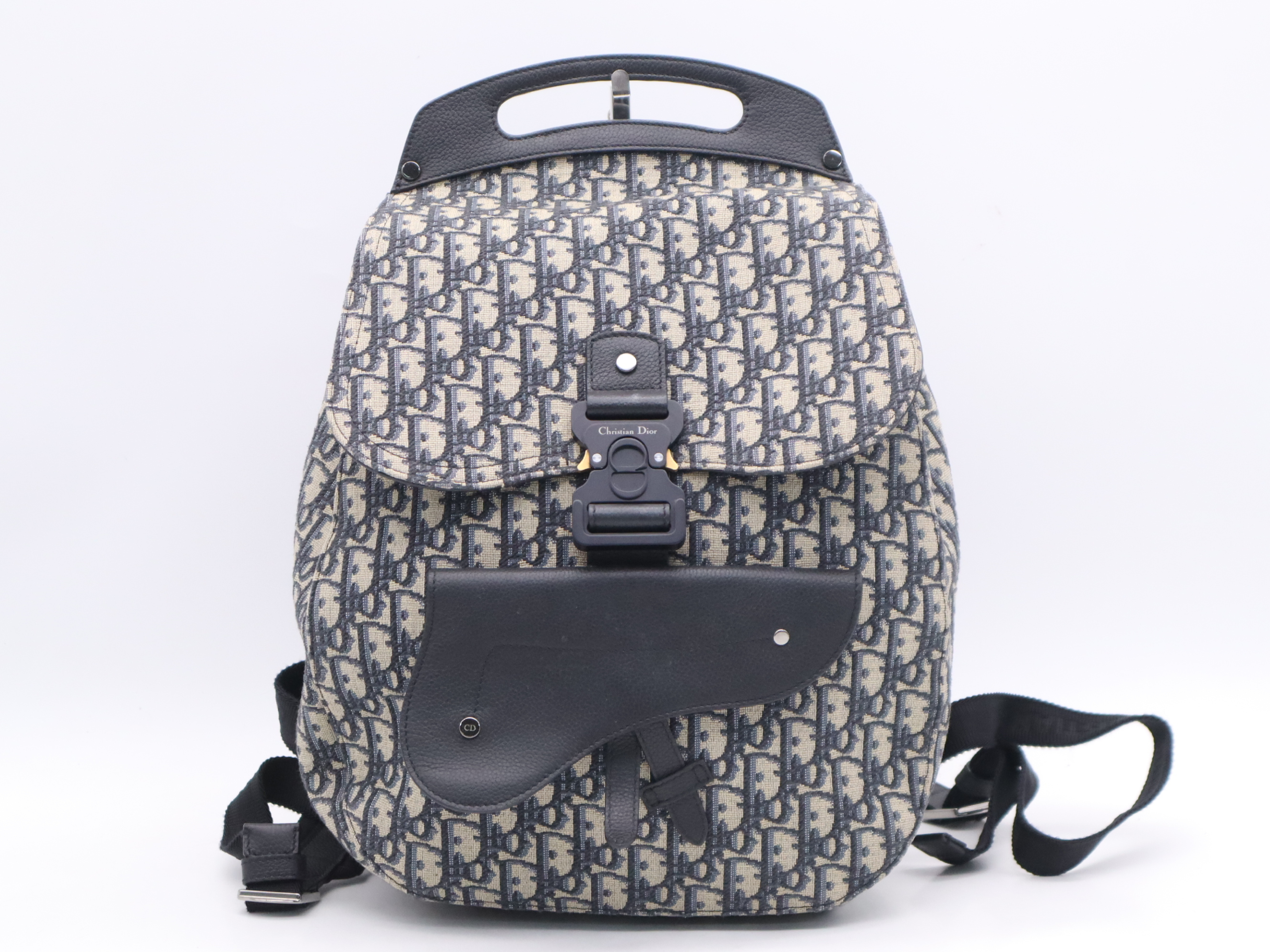 Jacquard x Leather Oblique Navy Backpack