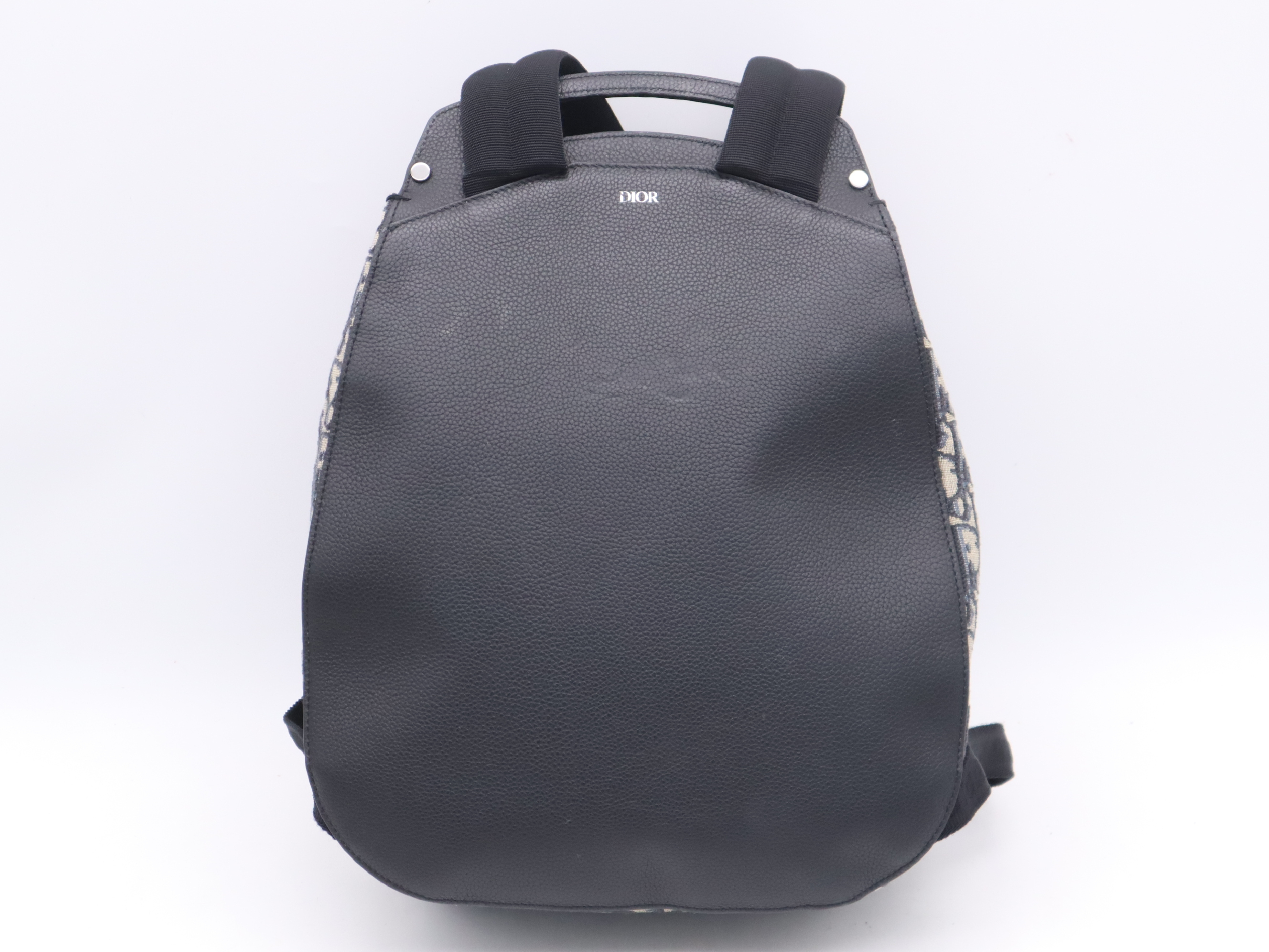 Jacquard x Leather Oblique Navy Backpack — view 2