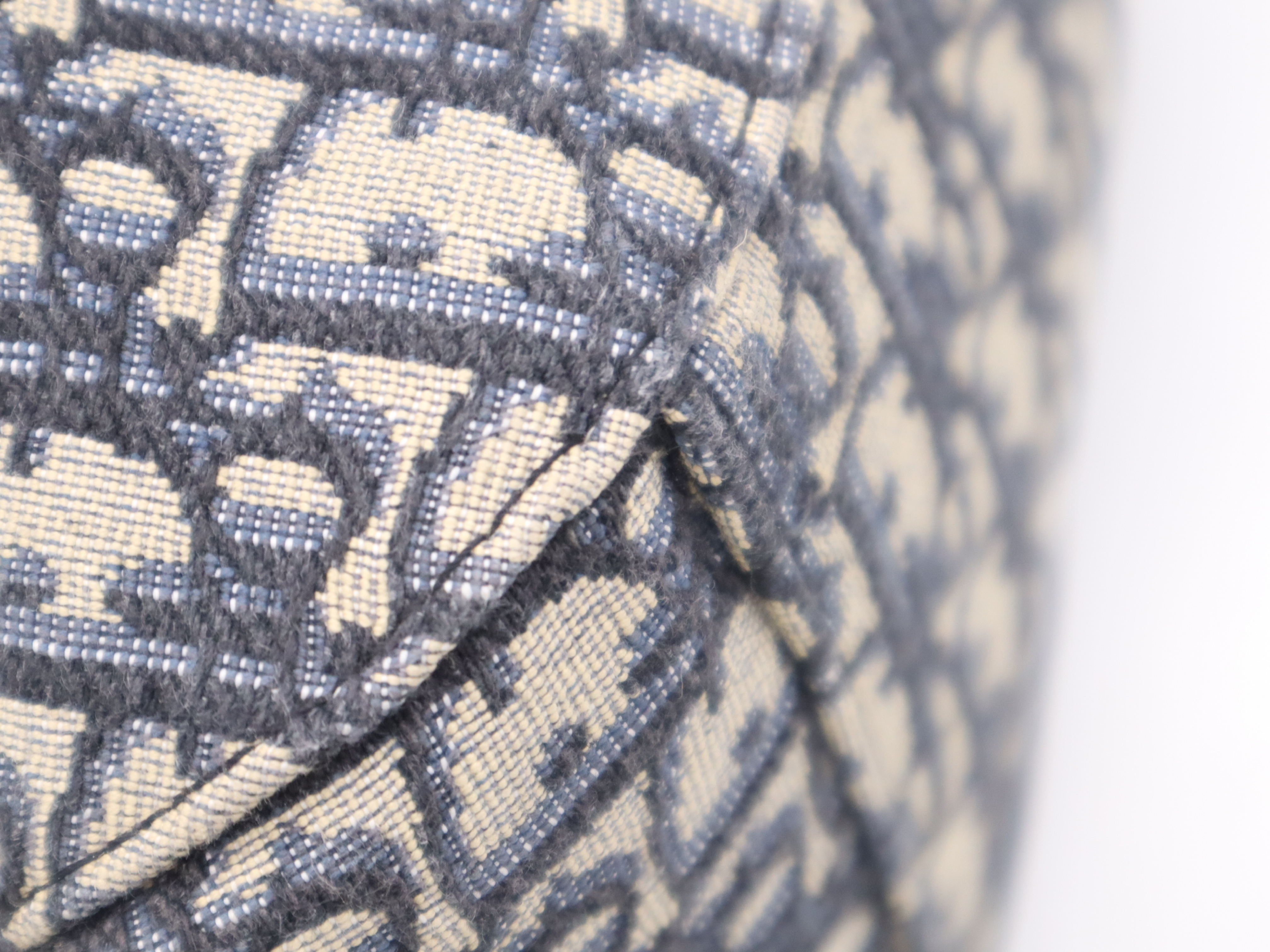 Jacquard x Leather Oblique Navy Backpack — view 11