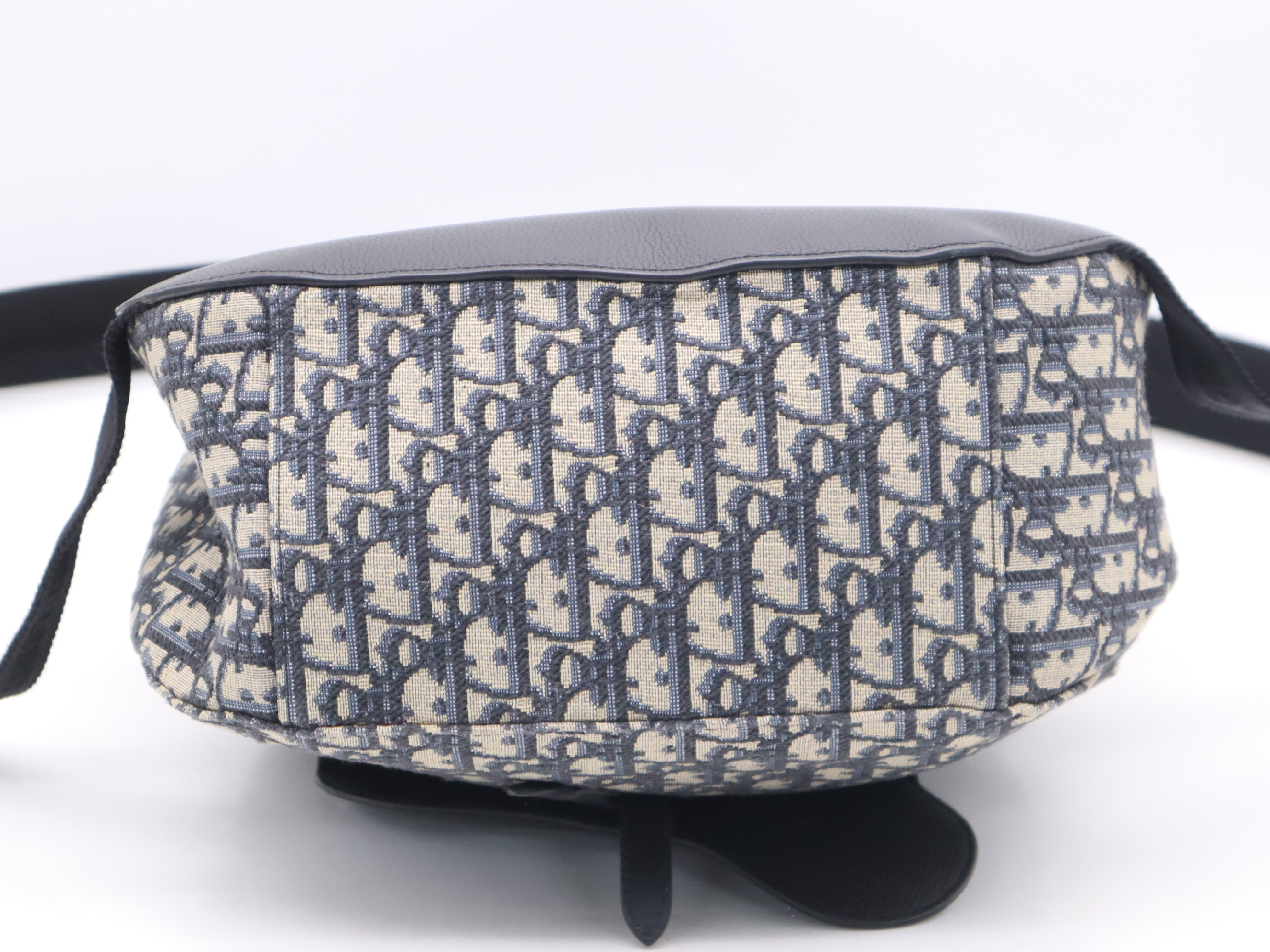 Jacquard x Leather Oblique Navy Backpack — view 4