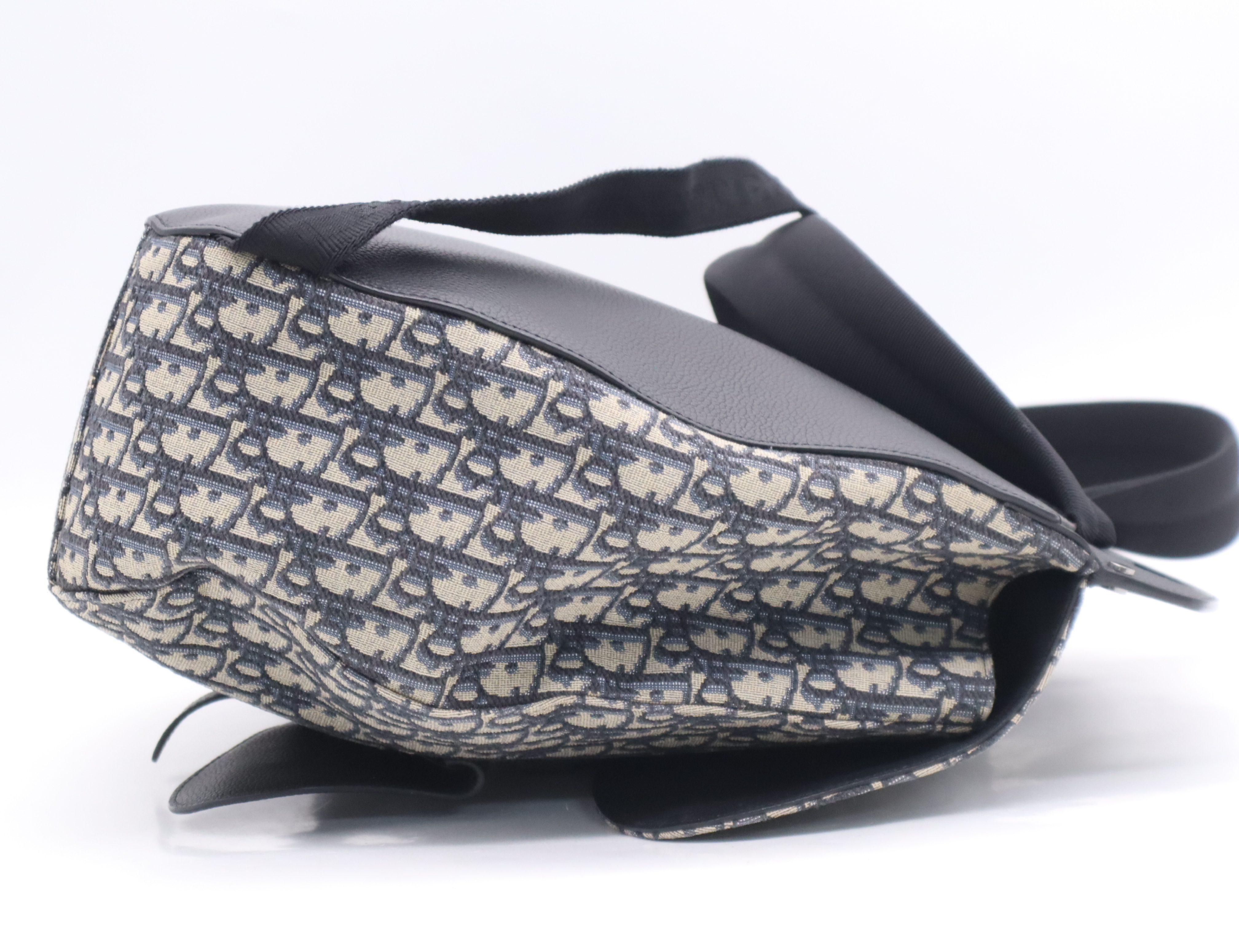Jacquard x Leather Oblique Navy Backpack — view 5