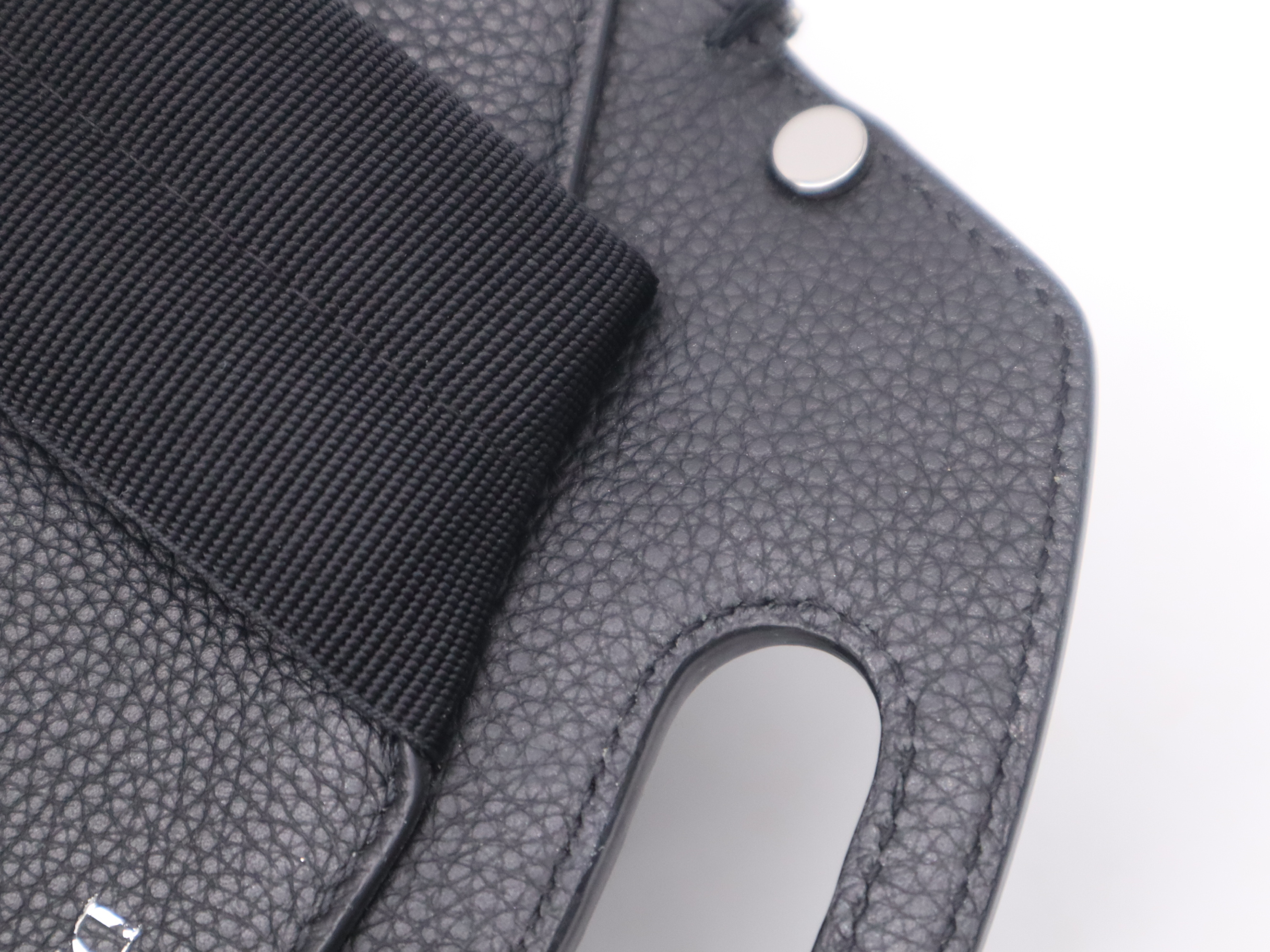 Jacquard x Leather Oblique Navy Backpack — view 8