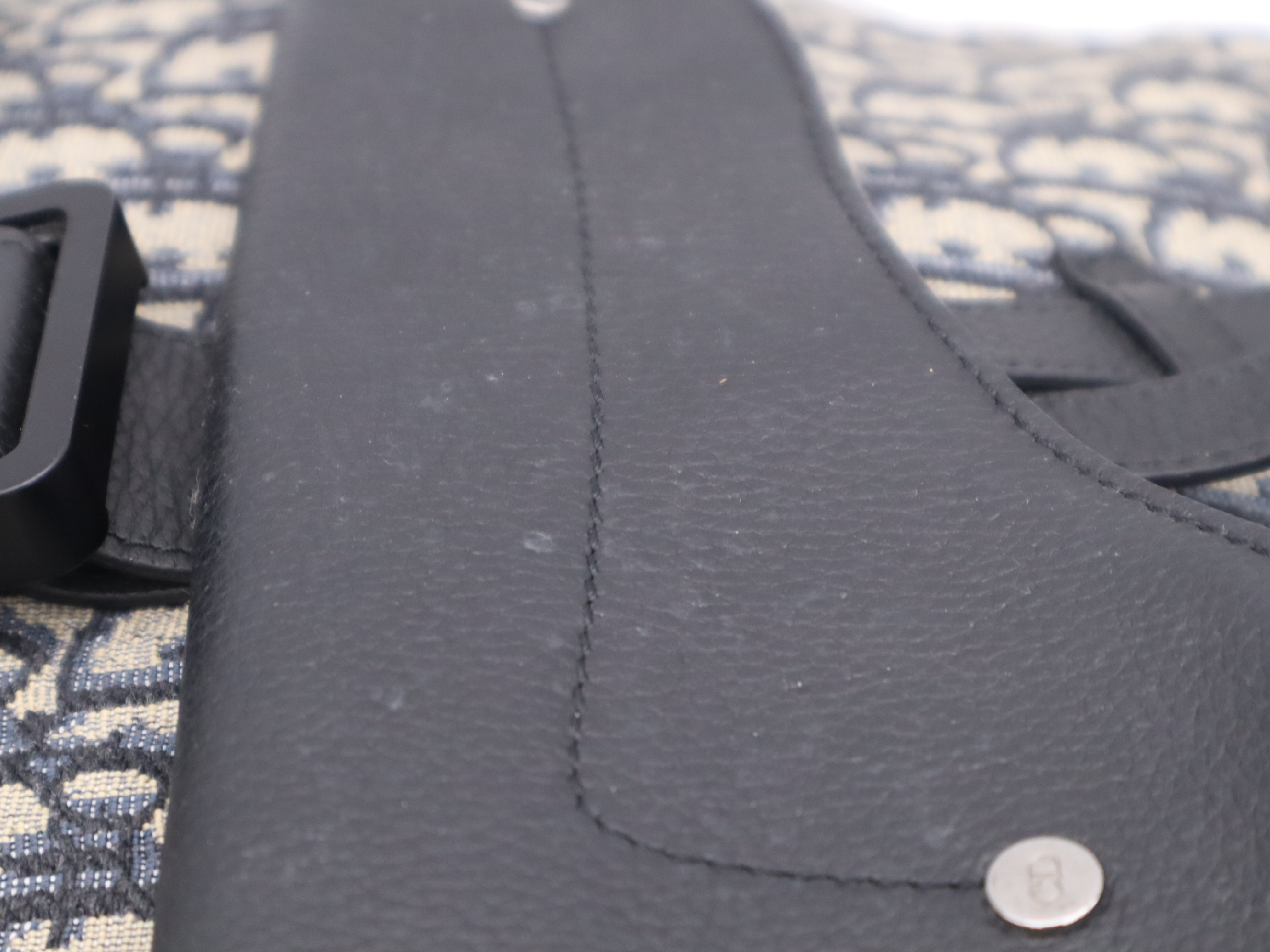 Jacquard x Leather Oblique Navy Backpack — view 10