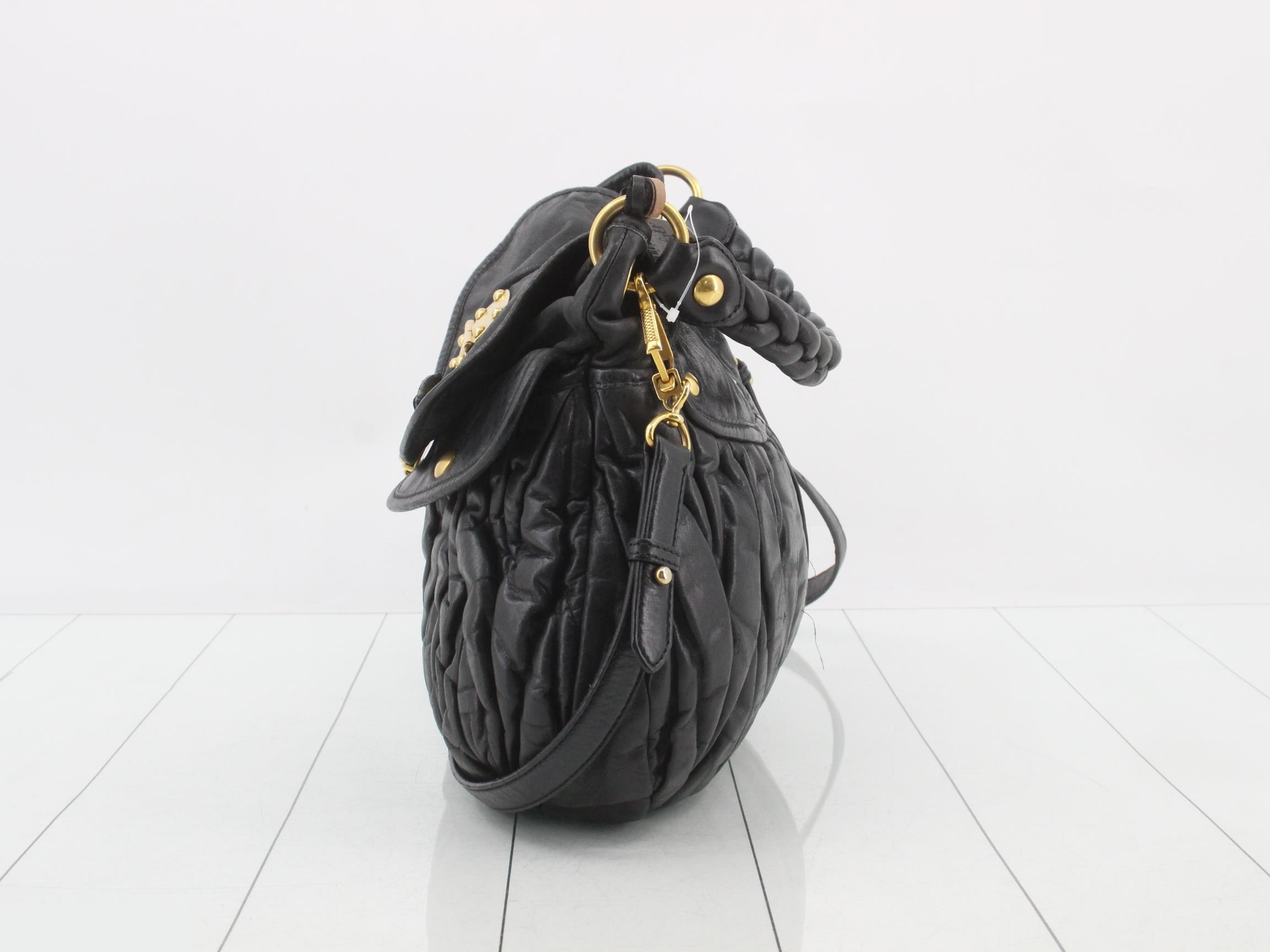 Matelassé (Bag) - 2-Way Handbag with Long Strap - Leather - Black — view 3