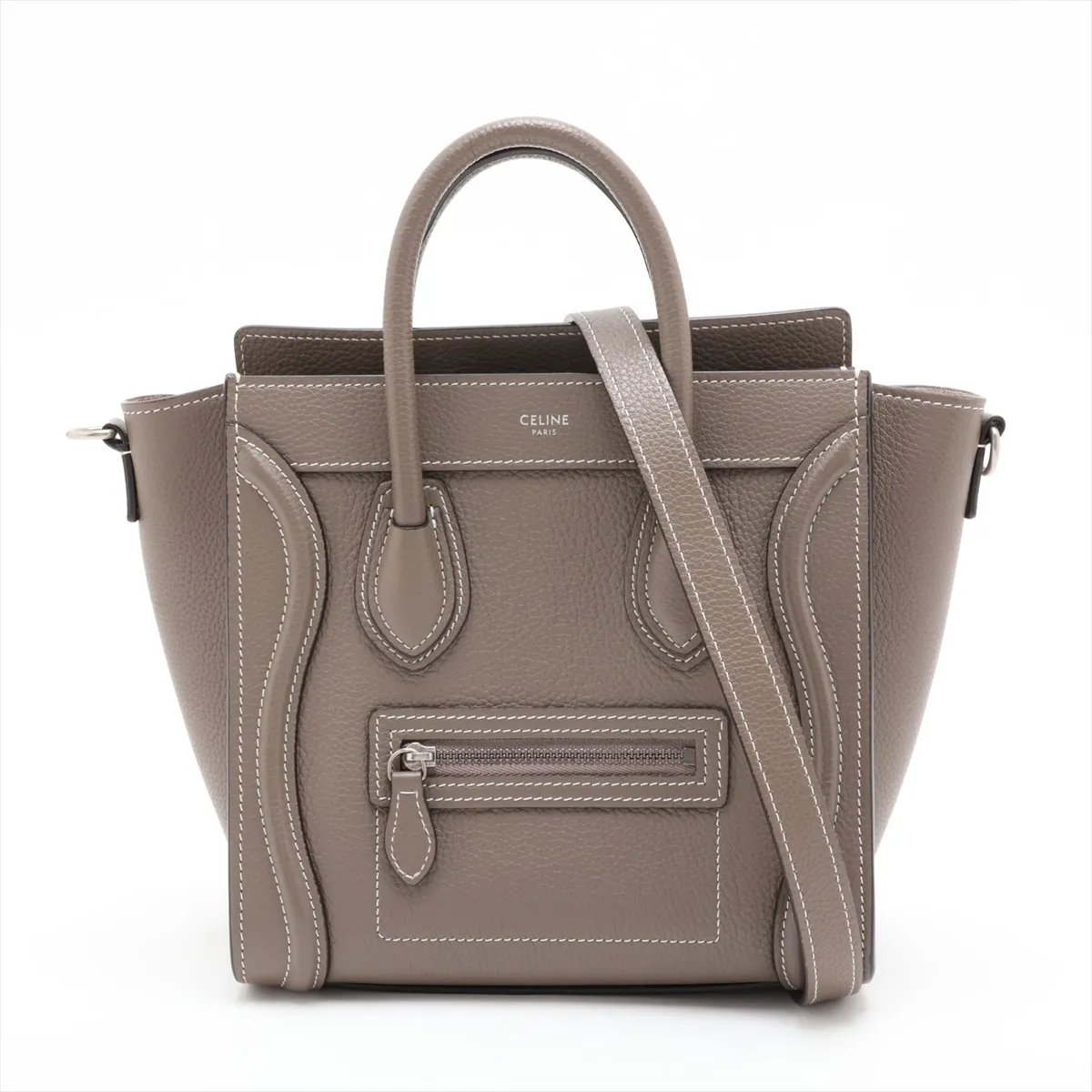 Luggage Nano Shopper Leather 2-Way Handbag, Greige