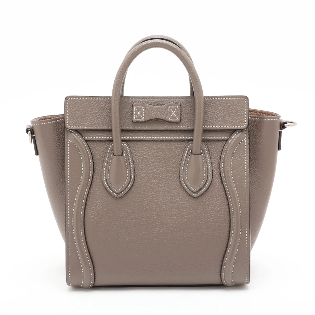 Luggage Nano Shopper Leather 2-Way Handbag, Greige — view 2