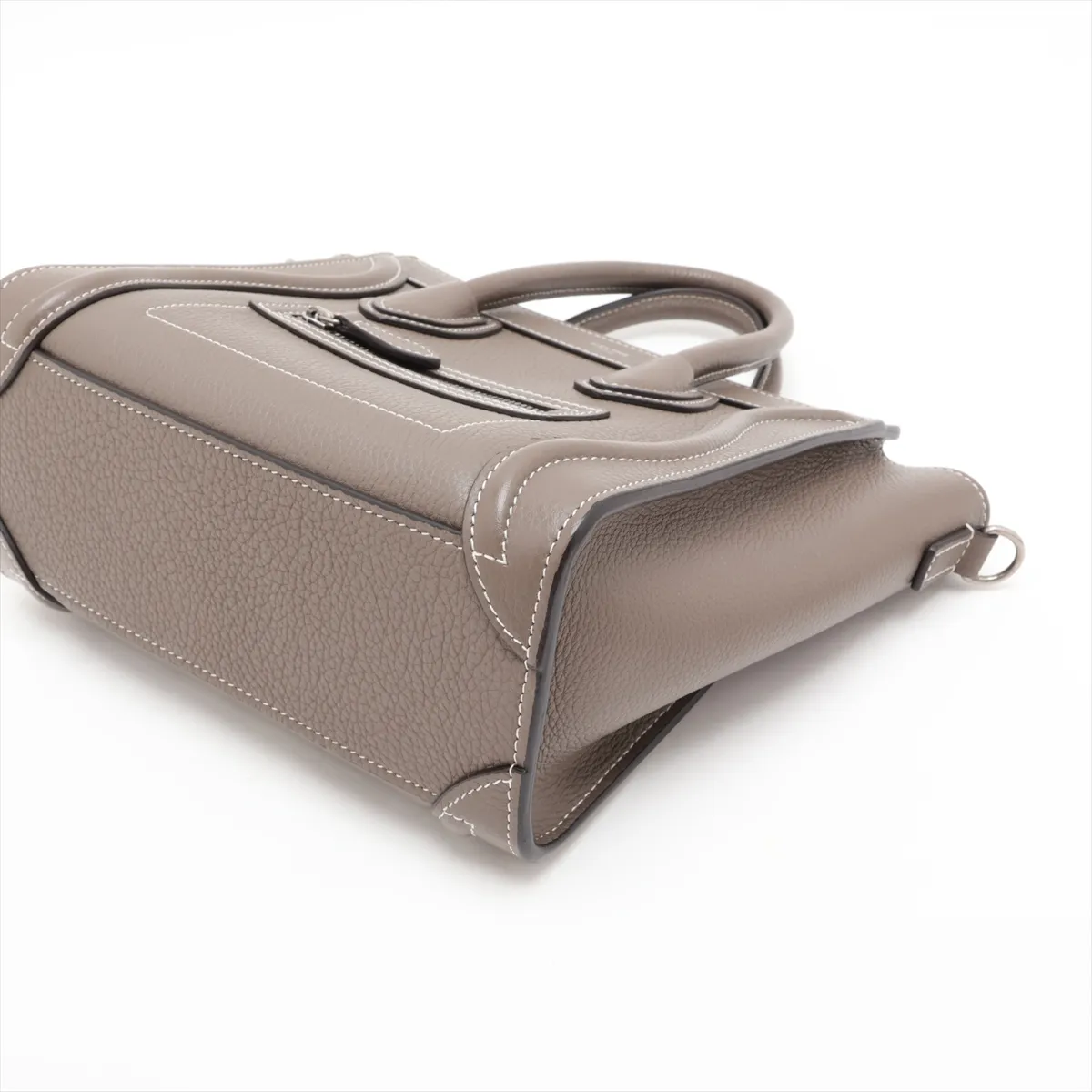 Luggage Nano Shopper Leather 2-Way Handbag, Greige — view 3