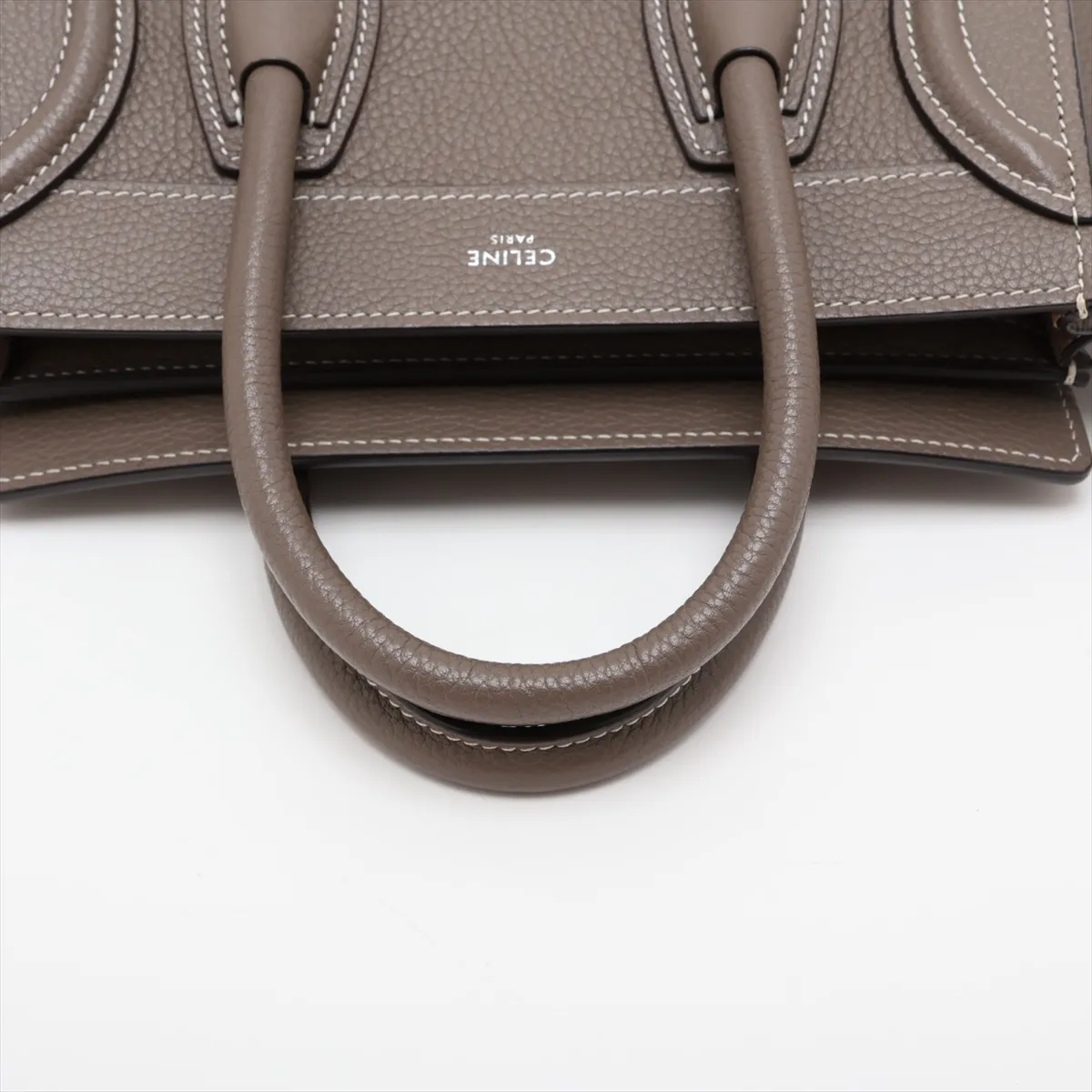 Luggage Nano Shopper Leather 2-Way Handbag, Greige — view 5