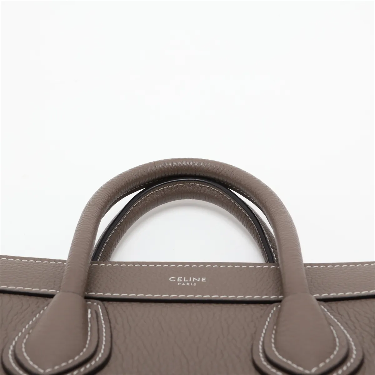 Luggage Nano Shopper Leather 2-Way Handbag, Greige — view 6