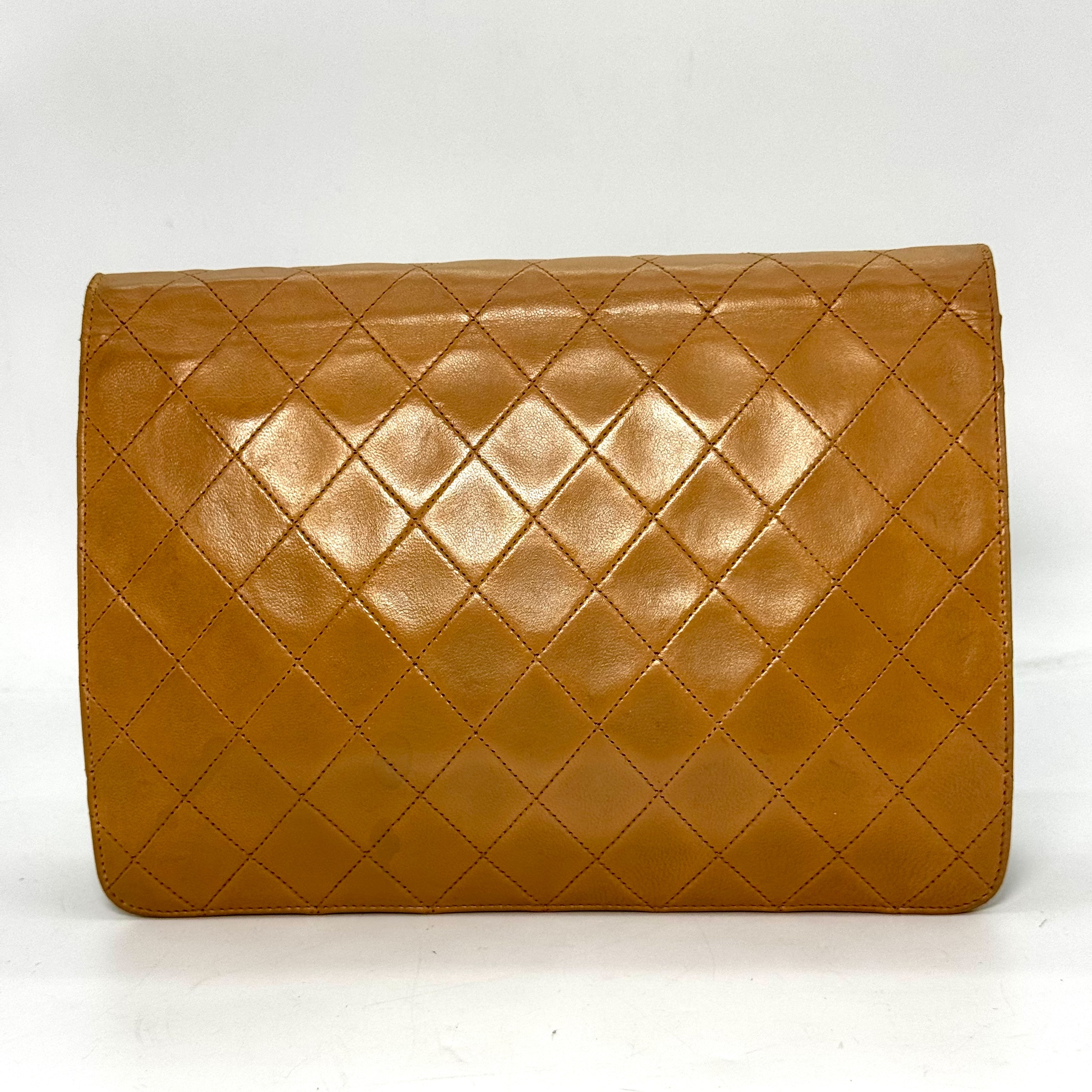 Lambskin Matelassé Chain Shoulder Bag, Coco Mark, Beige, No Serial Number Sticker. — view 2