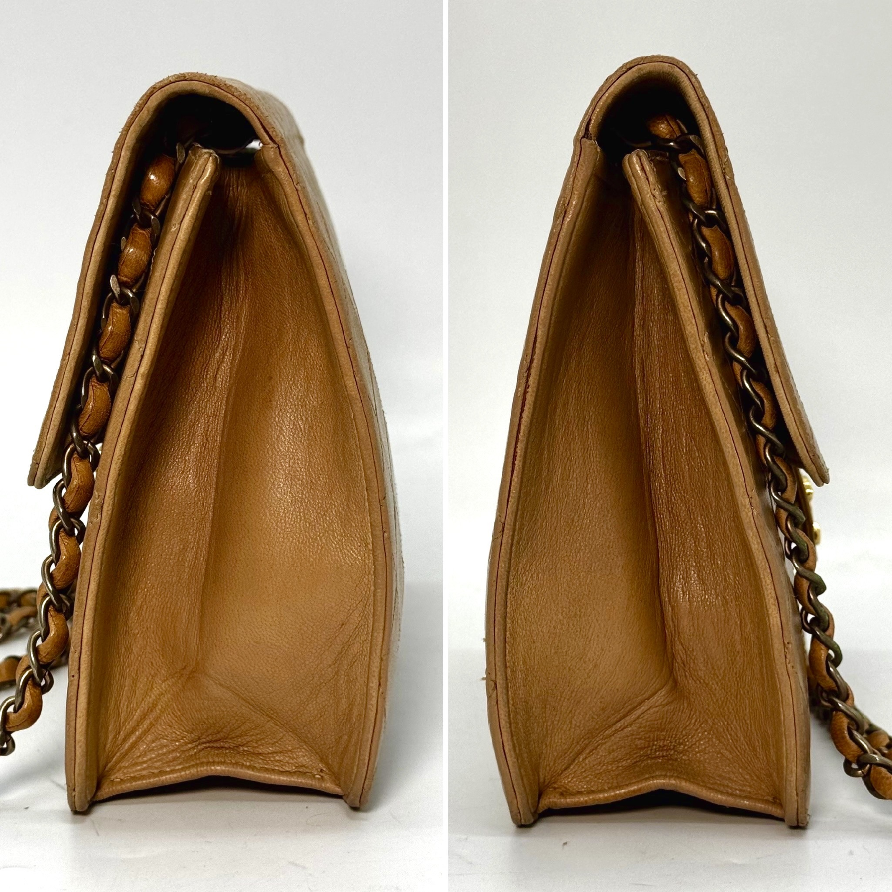 Lambskin Matelassé Chain Shoulder Bag, Coco Mark, Beige, No Serial Number Sticker. — view 6