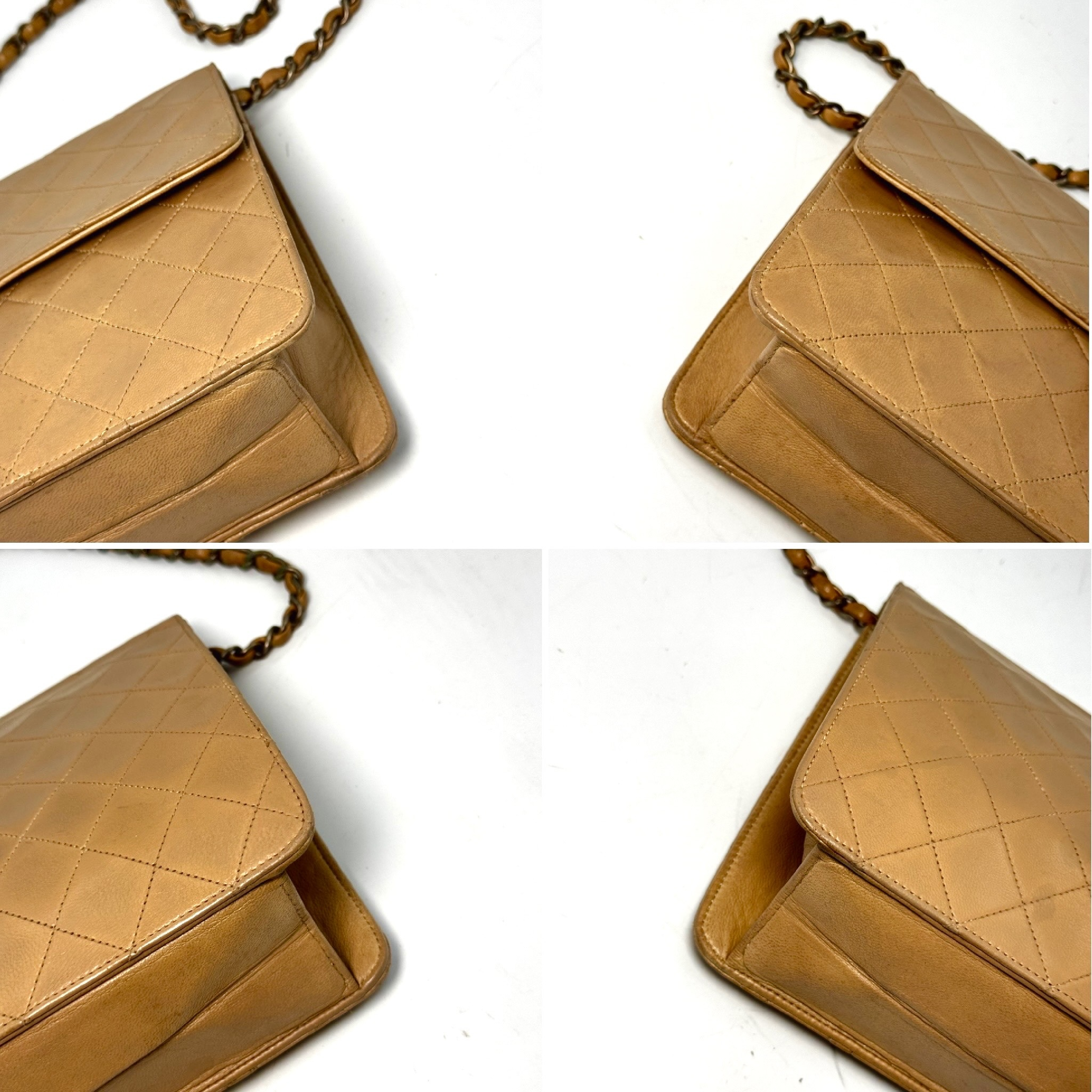 Lambskin Matelassé Chain Shoulder Bag, Coco Mark, Beige, No Serial Number Sticker. — view 8