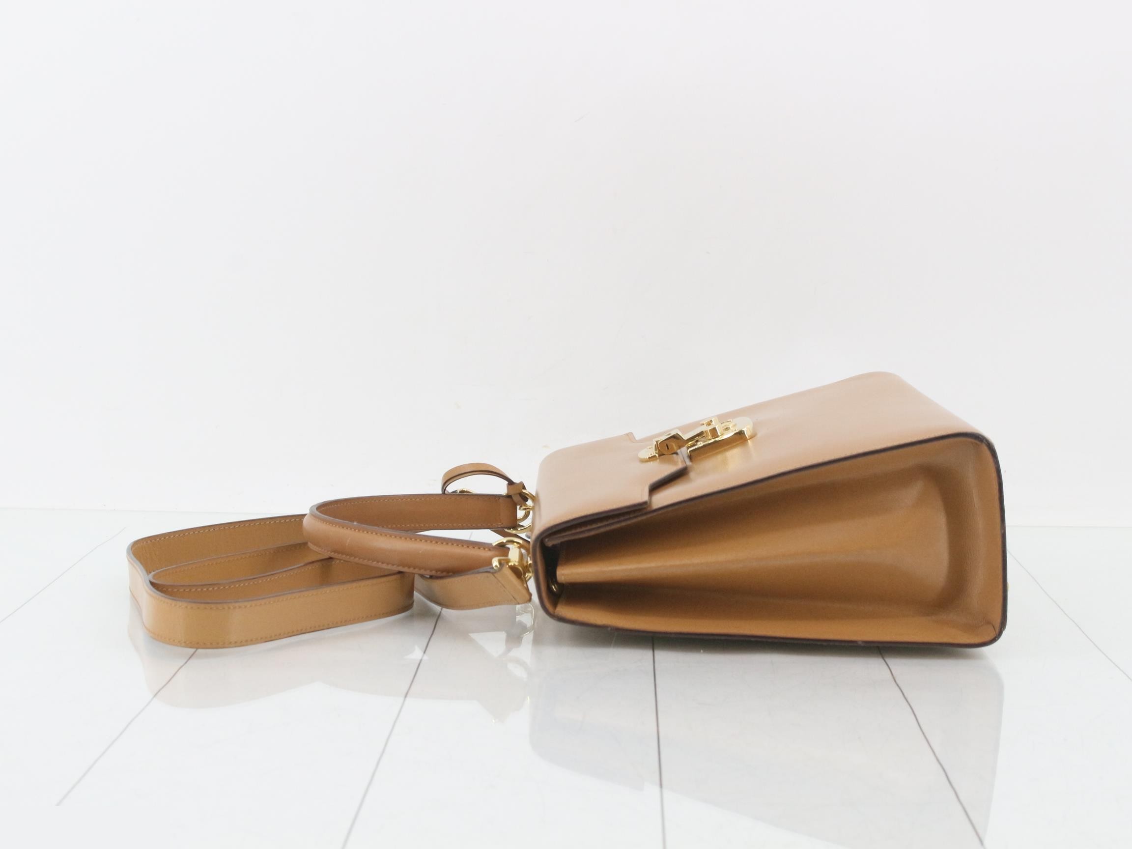 Leather, Gold Hardware, 2-Way Shoulder/Handbag — view 4