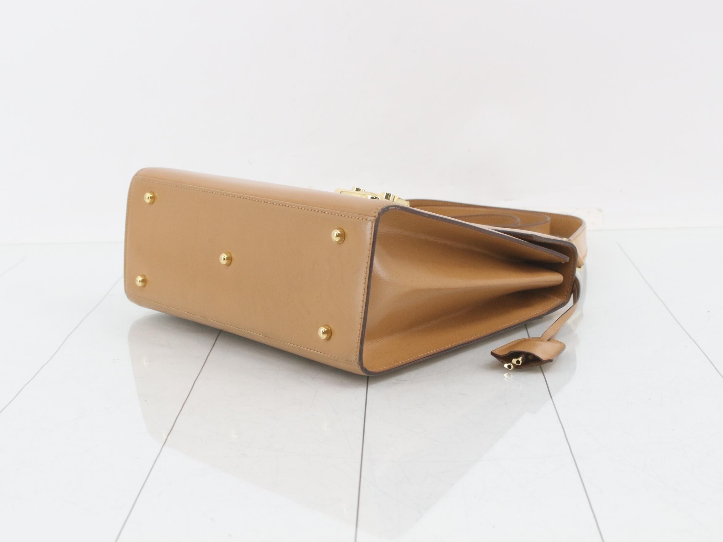 Leather, Gold Hardware, 2-Way Shoulder/Handbag — view 6