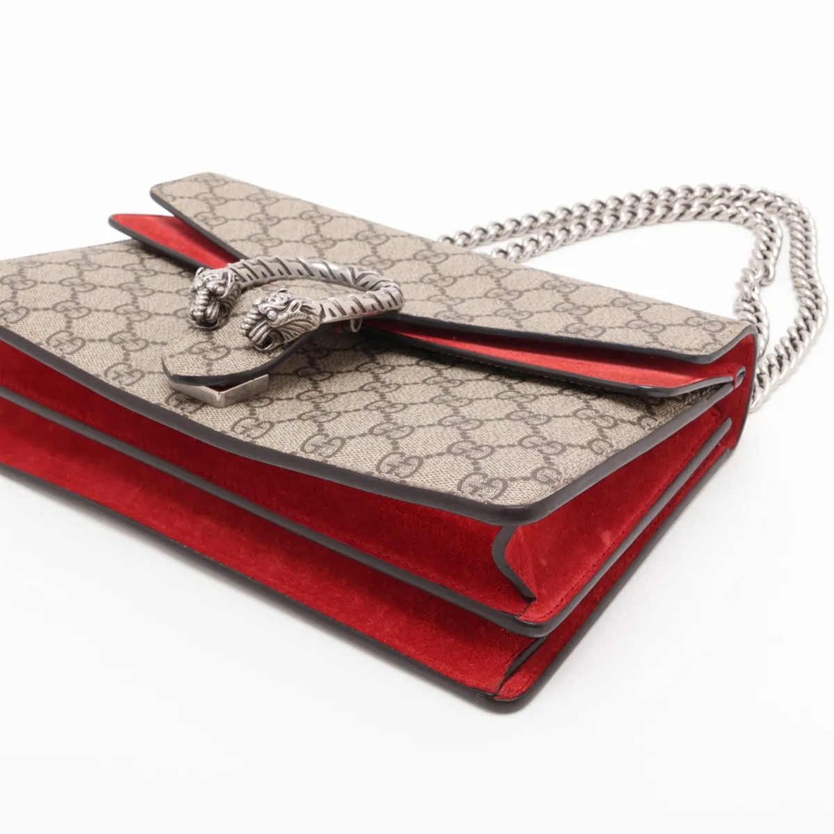 GG Supreme Dionysus PVC x Leather Chain Shoulder Bag, Beige x Red, 400249 — view 3