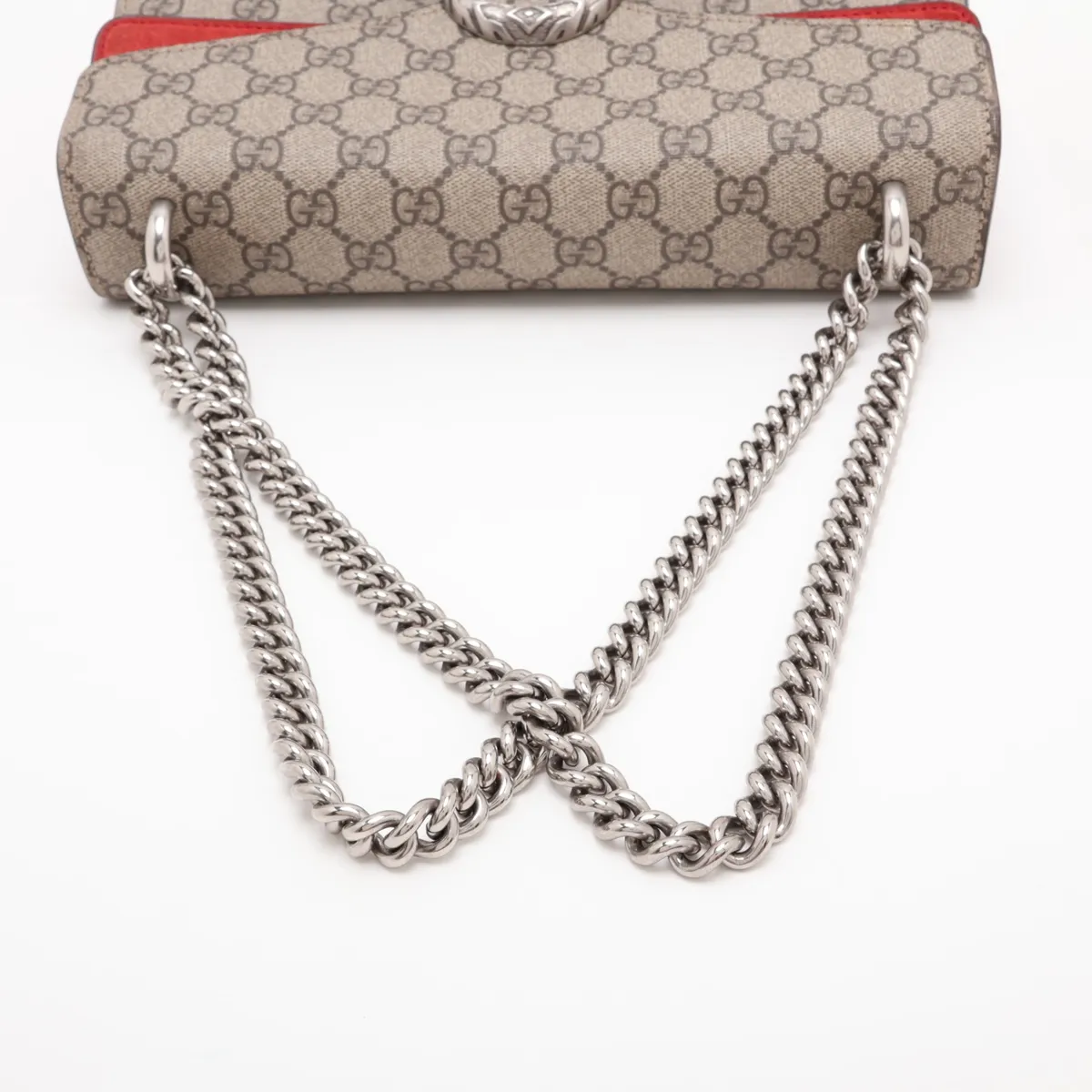 GG Supreme Dionysus PVC x Leather Chain Shoulder Bag, Beige x Red, 400249 — view 5
