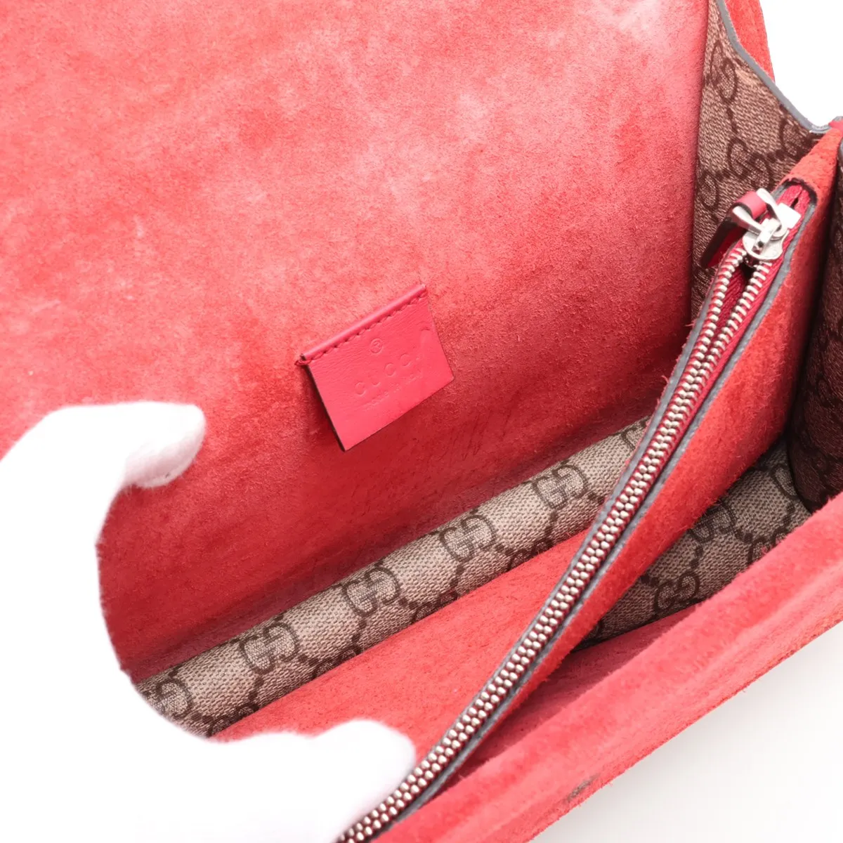 GG Supreme Dionysus PVC x Leather Chain Shoulder Bag, Beige x Red, 400249 — view 7
