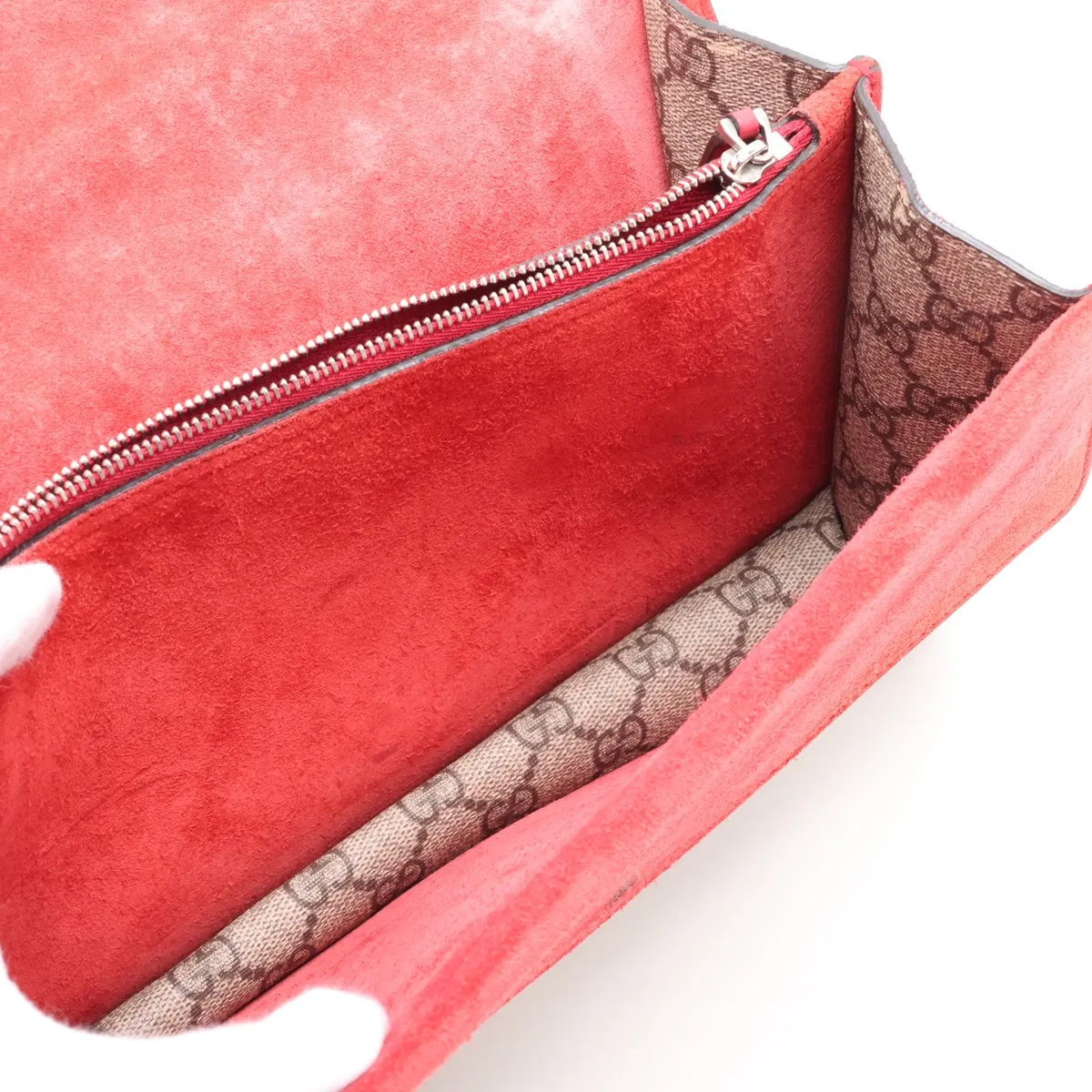 GG Supreme Dionysus PVC x Leather Chain Shoulder Bag, Beige x Red, 400249 — view 9
