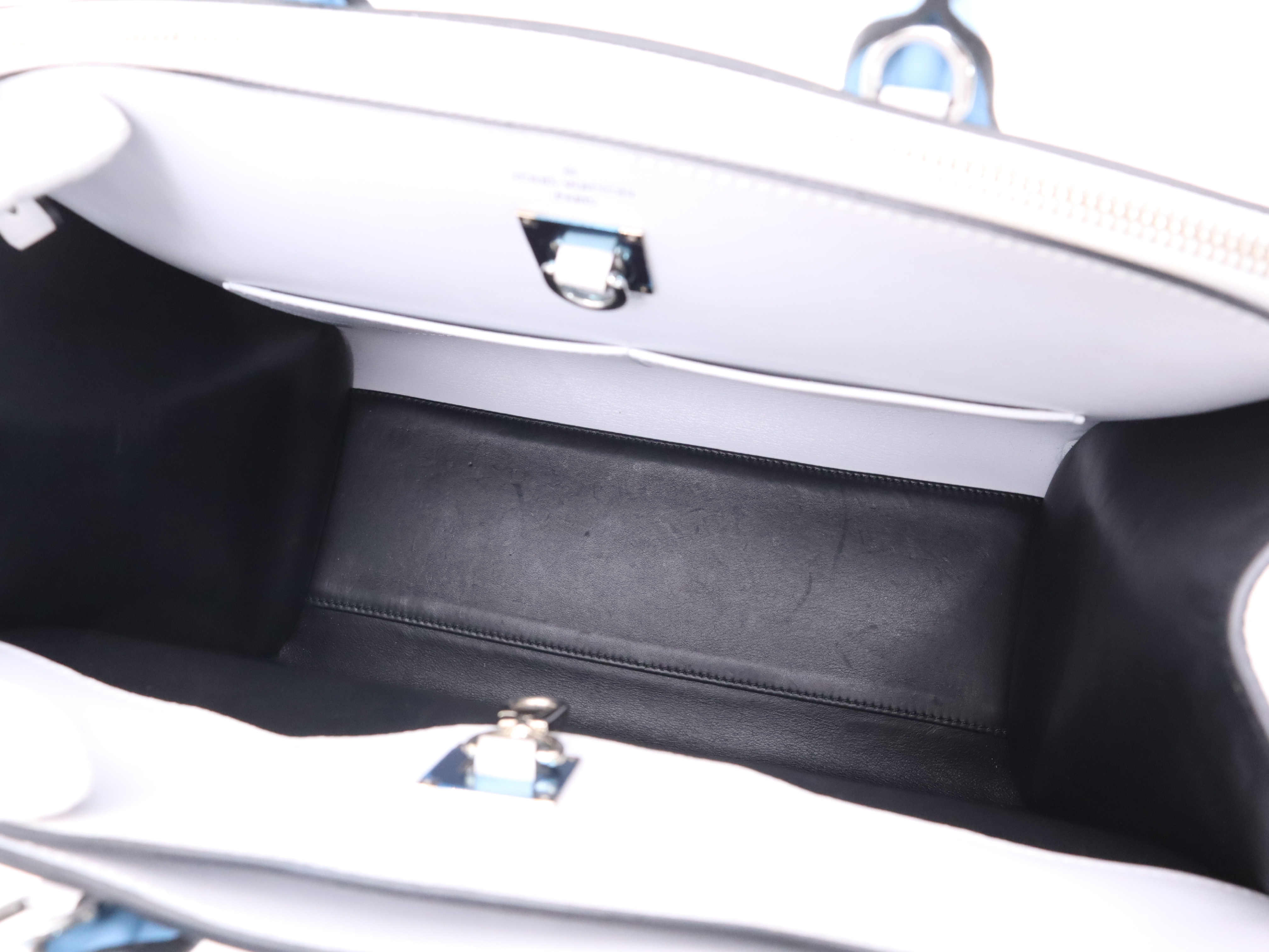 M42435 Calf Leather City Steamer MM Light Blue Black Handbag with 2 Keys and Name Tag — view 12