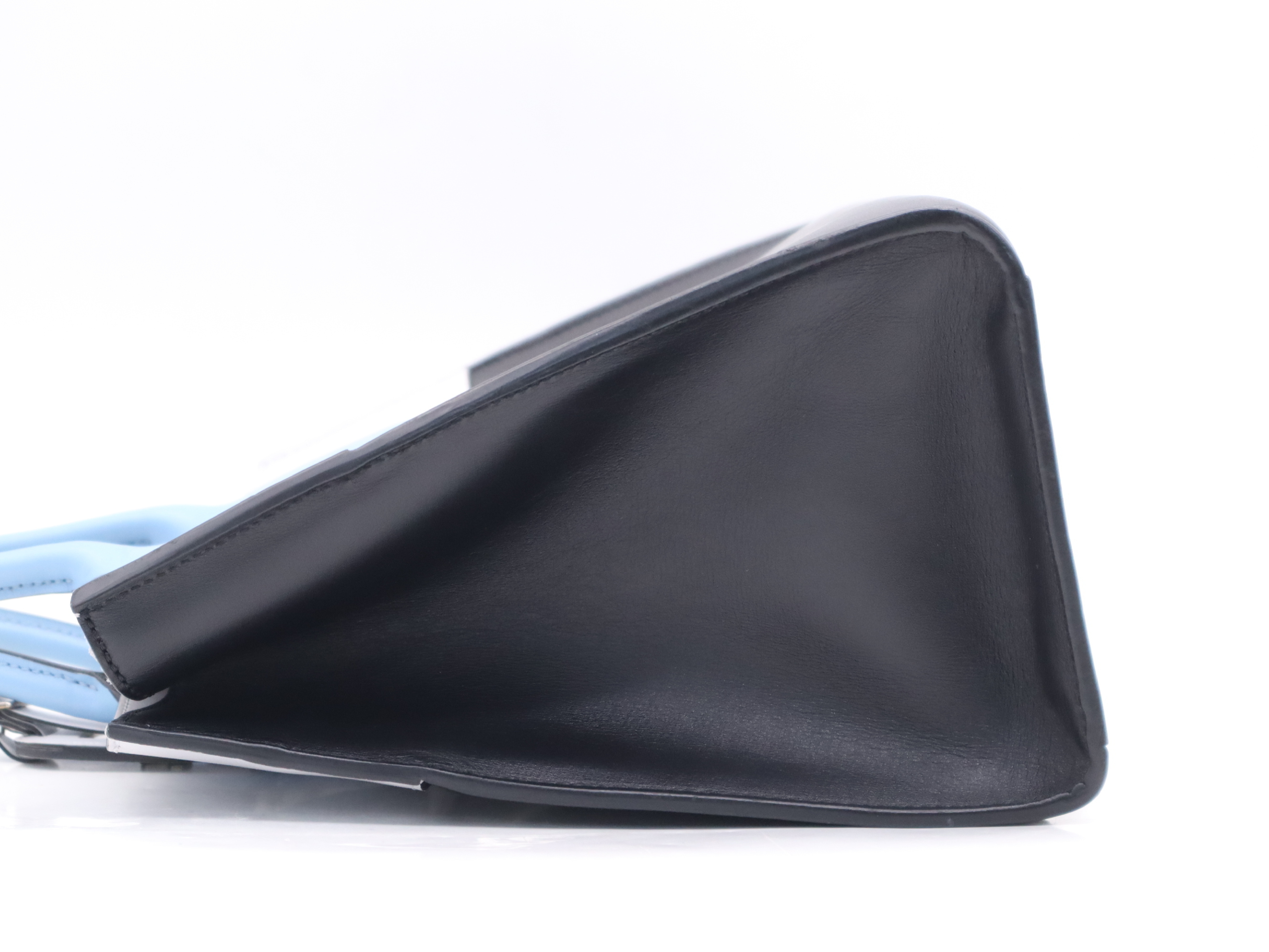 M42435 Calf Leather City Steamer MM Light Blue Black Handbag with 2 Keys and Name Tag — view 3
