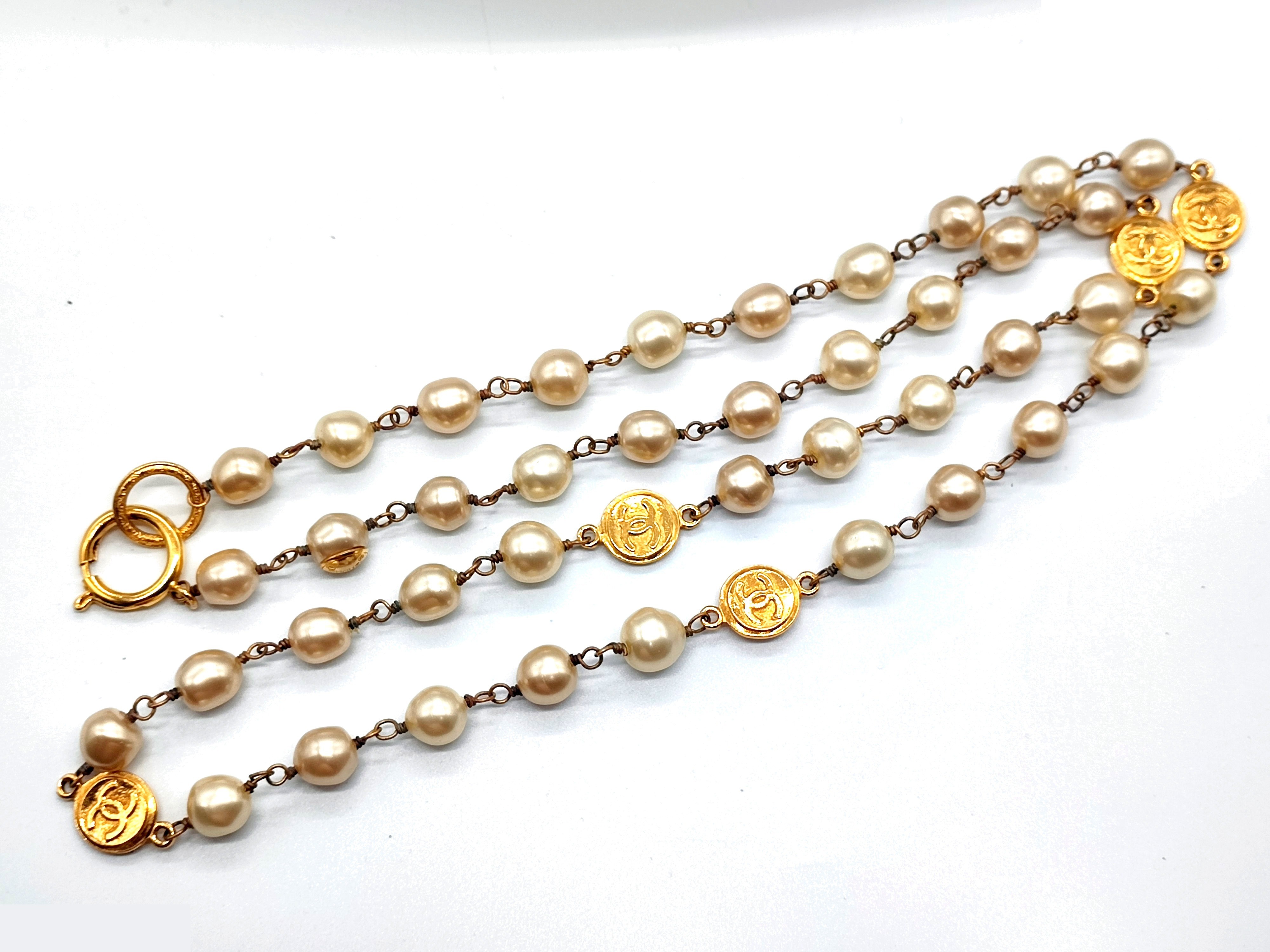 Coco Mark Coin Pearl Necklace, Chain approx. 86cm — view 3